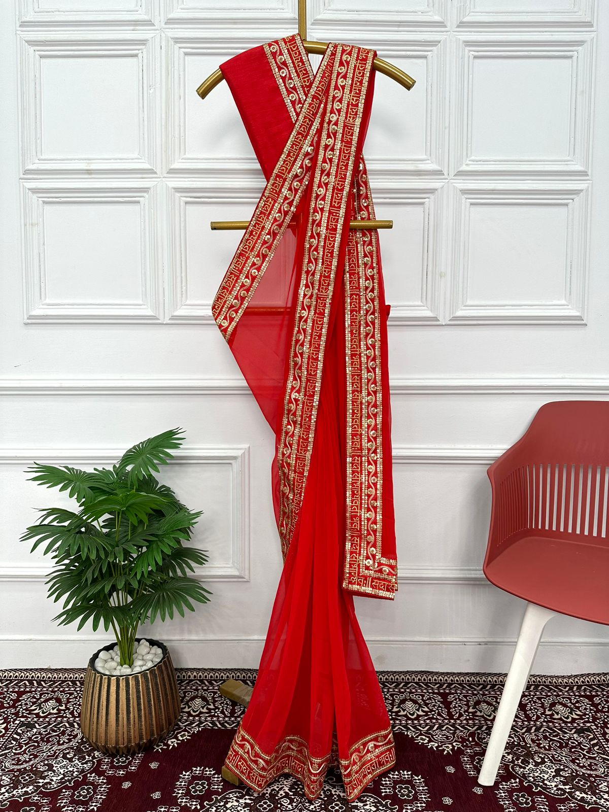 Saubhagyavati Bhava Red Color Saree