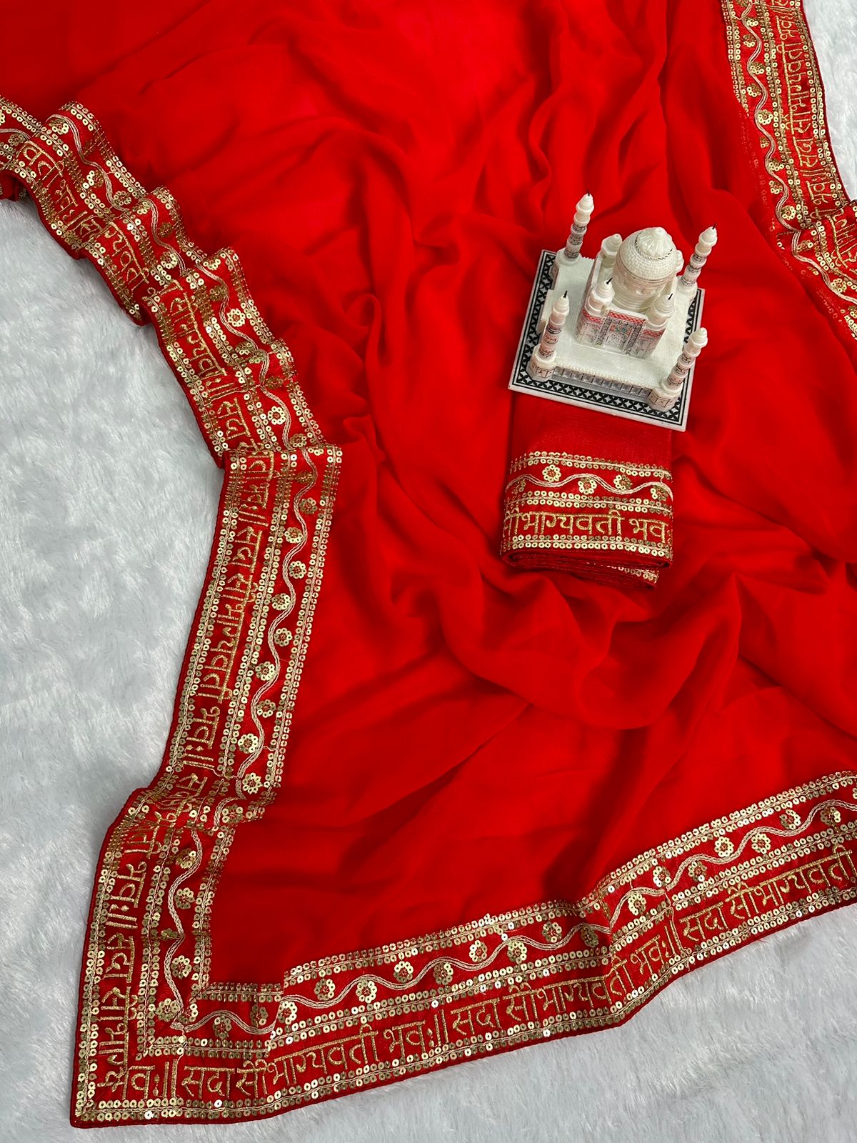 Saubhagyavati Bhava Red Color Saree