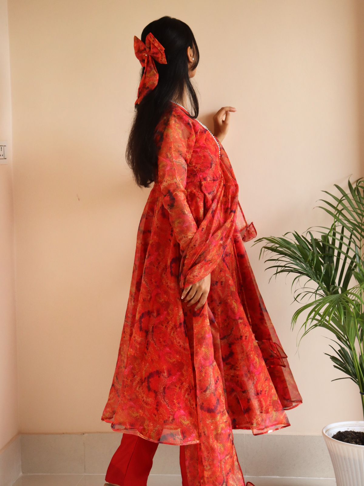 Gorgeous Red Color Digital Printed Anarkali suit