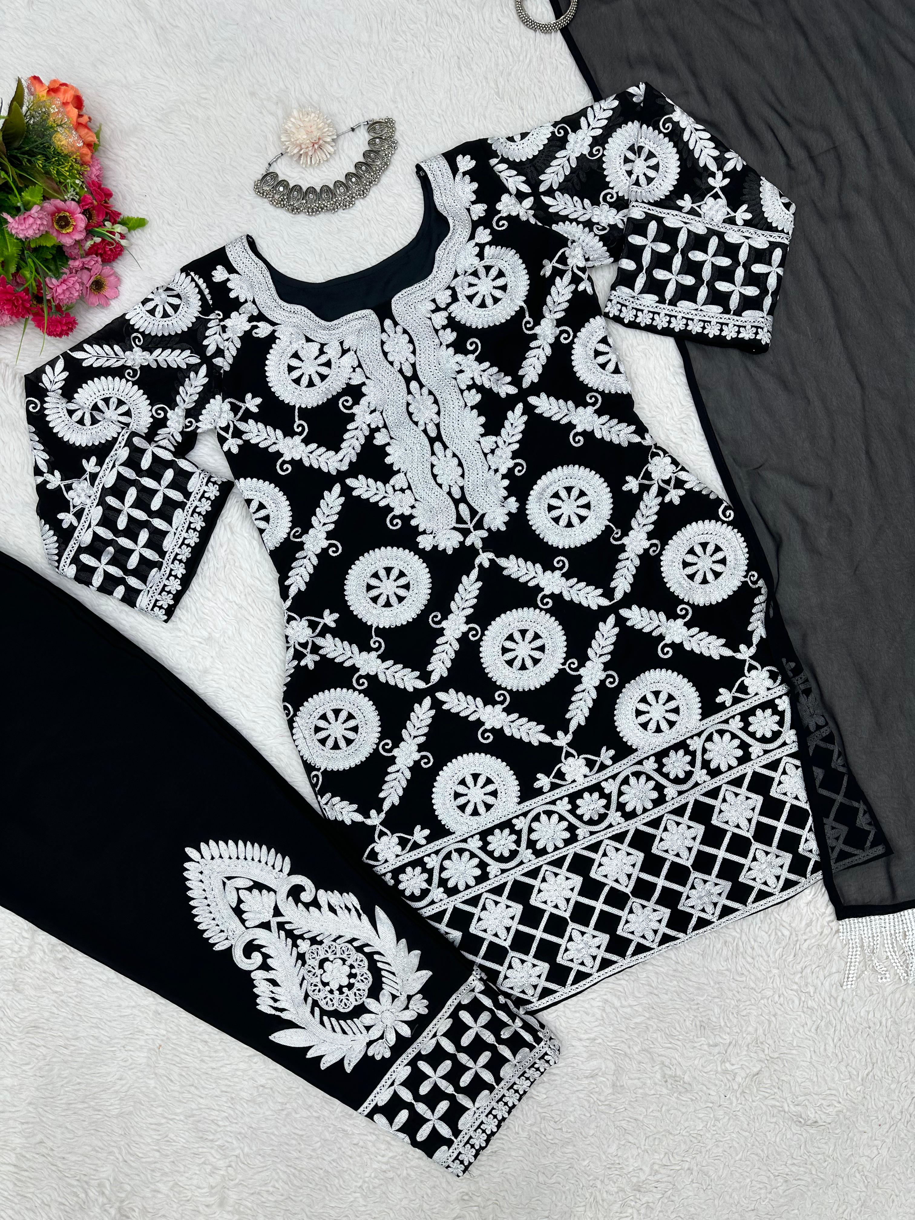 Gorgeous Thread Work Black Color Salwar Suit