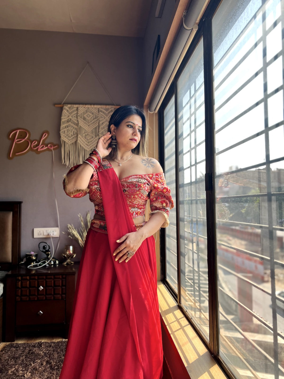 Stunning Beige Floral Designer Indo-Western Lehenga Choli for Wedding or  Engagement