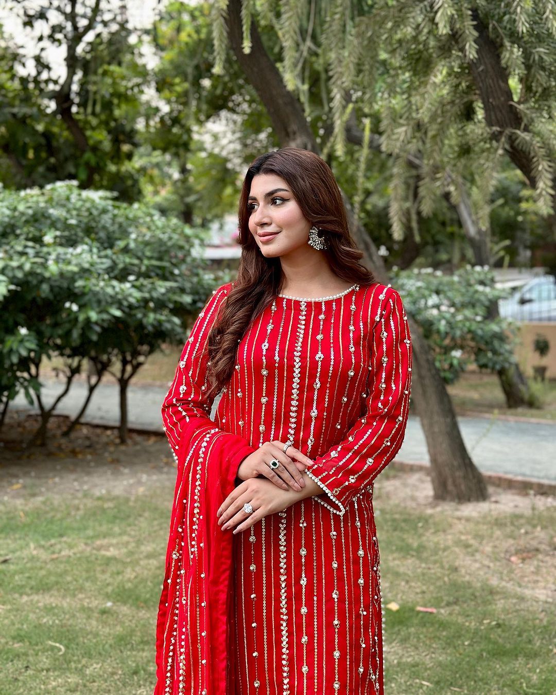 Red Color Beautiful Sequence Work Sharara Suit