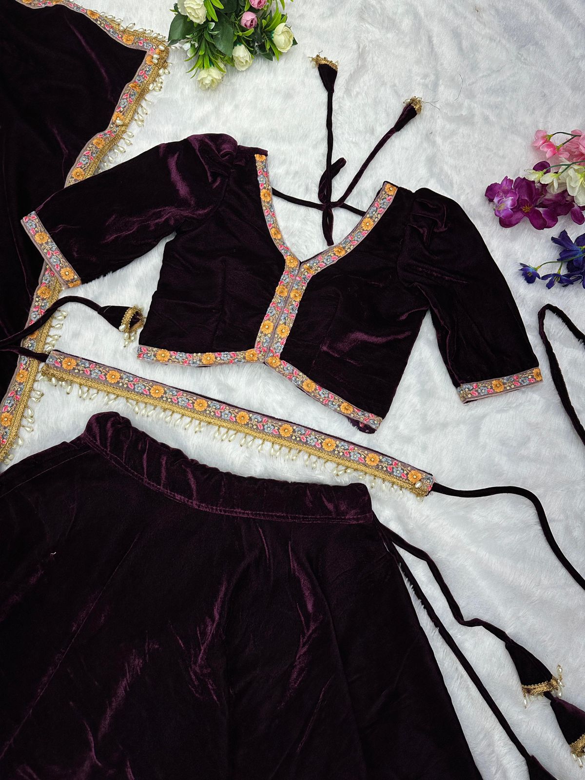 Buy Black Velvet Embroidered Designer Lehenga Choli | Designer Lehenga Choli