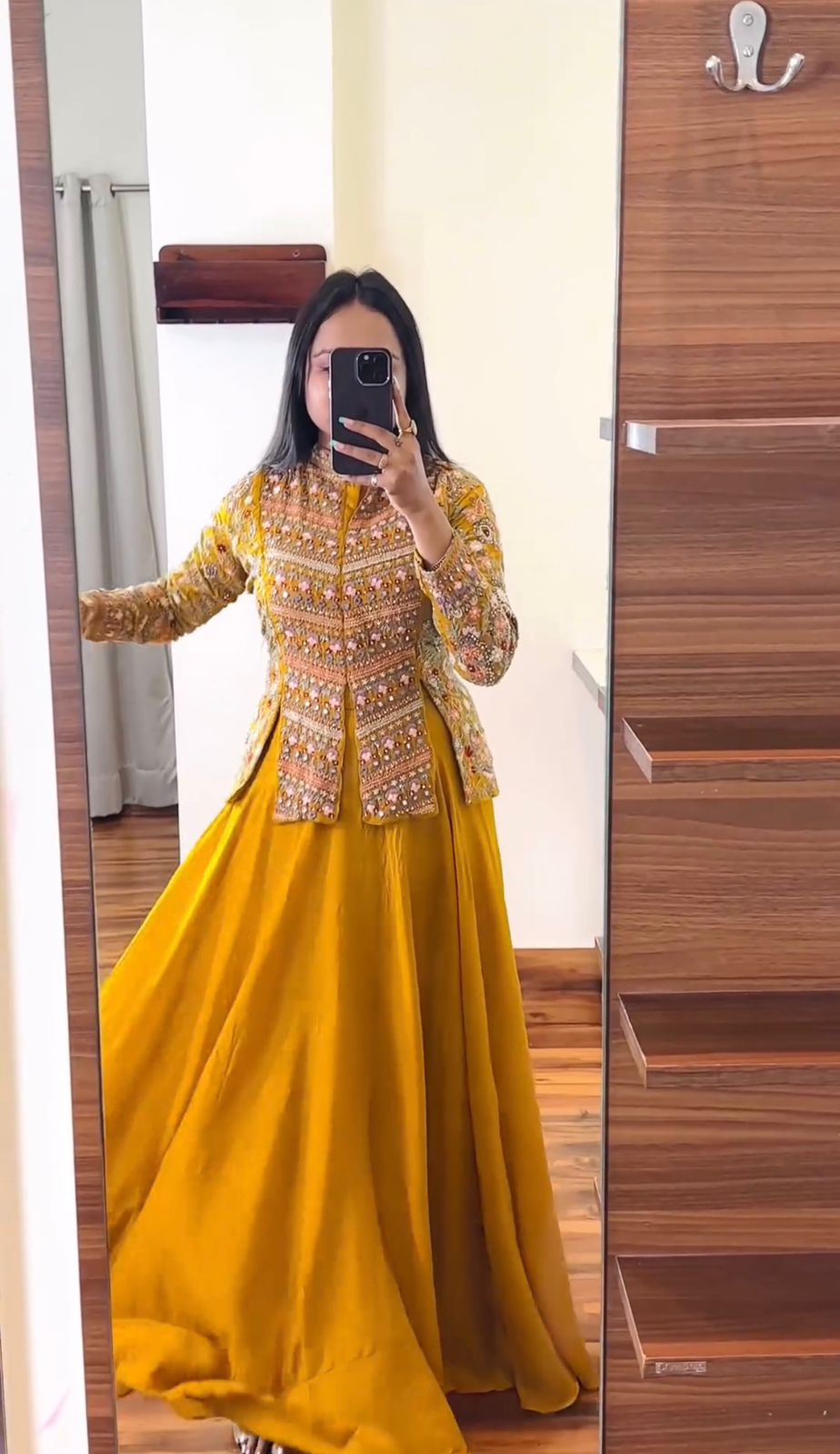 Buy Hazelwood Beige Silk Gown With Turmeric Yellow Jacket Online -  LSTV03596 | Andaaz Fashion
