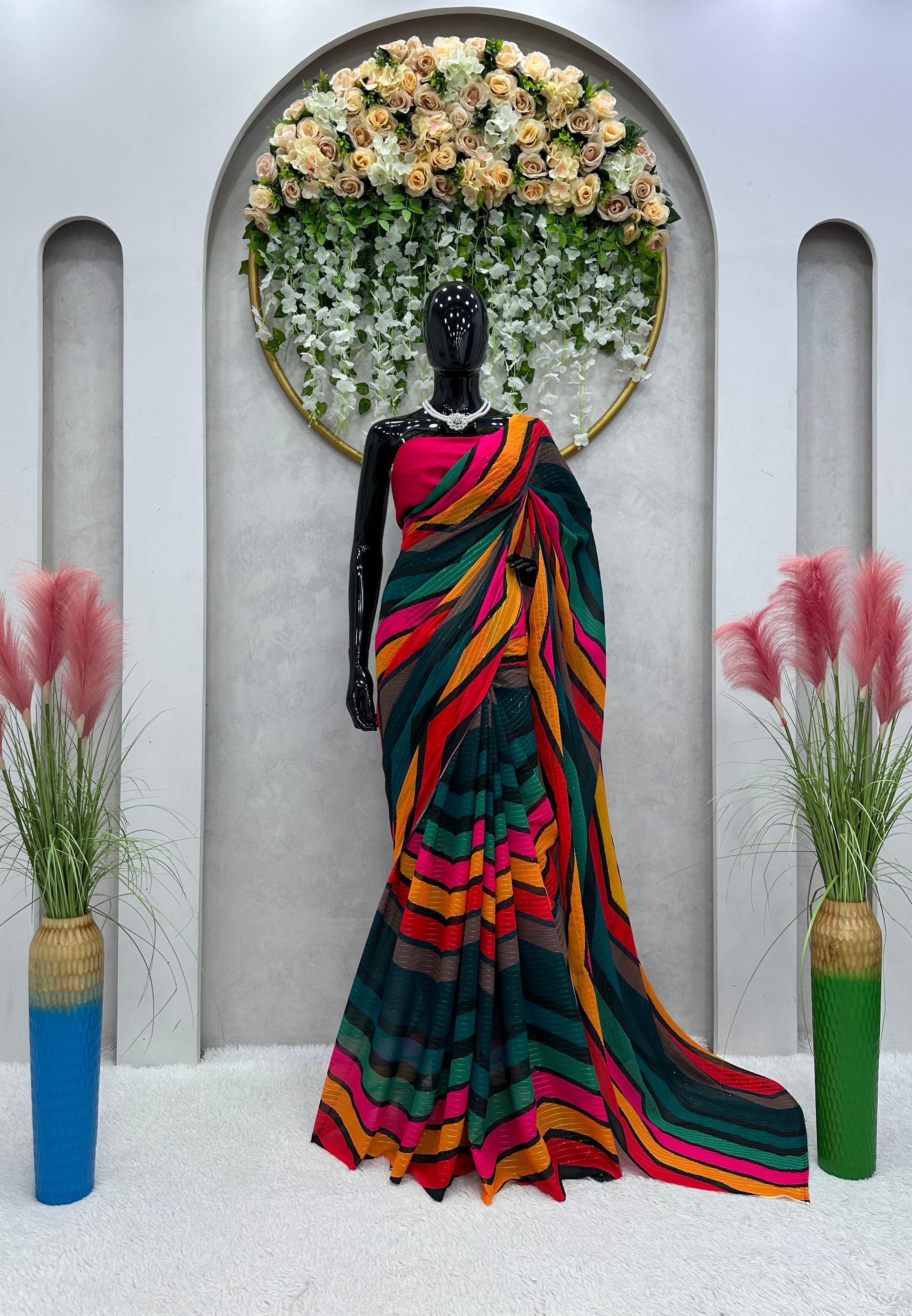 Good Looking Multi Color Embellished Saree