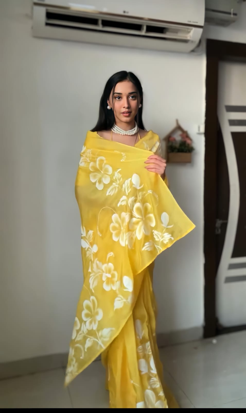 Ready To Wear Yellow Colour Printed Saree