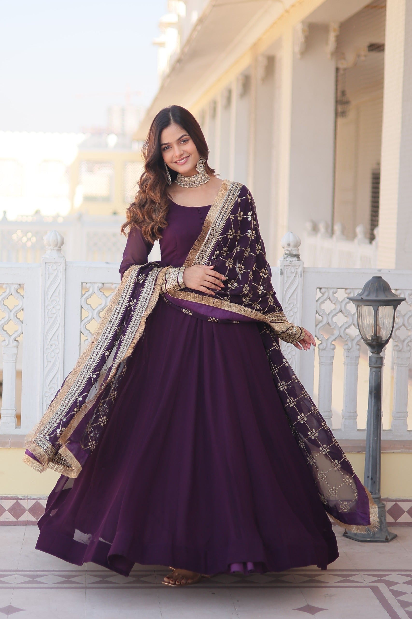 Appealing Wine Colored Designer Gown