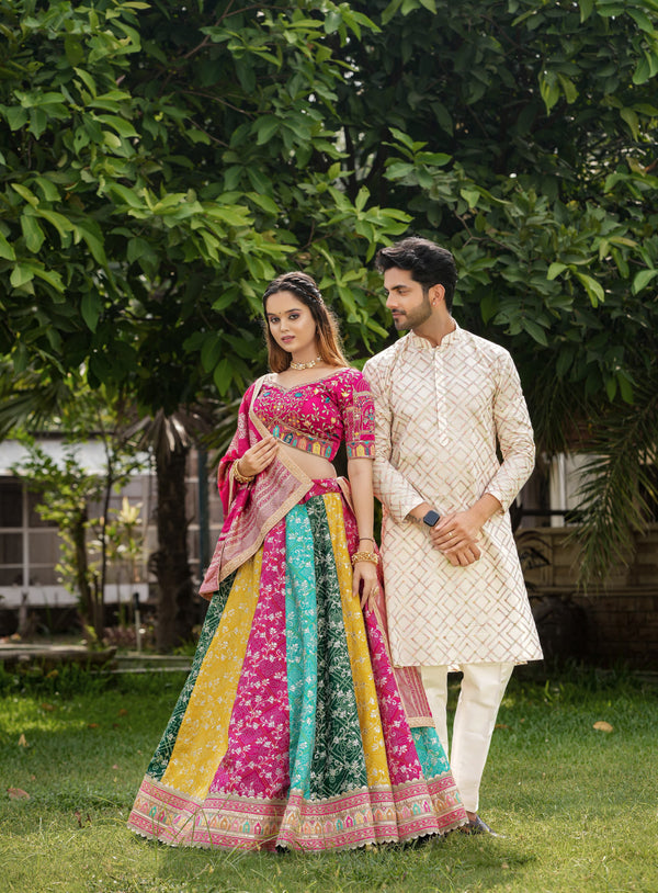 Bridal Wear Multi Color Thread Zari Work Couple Dress