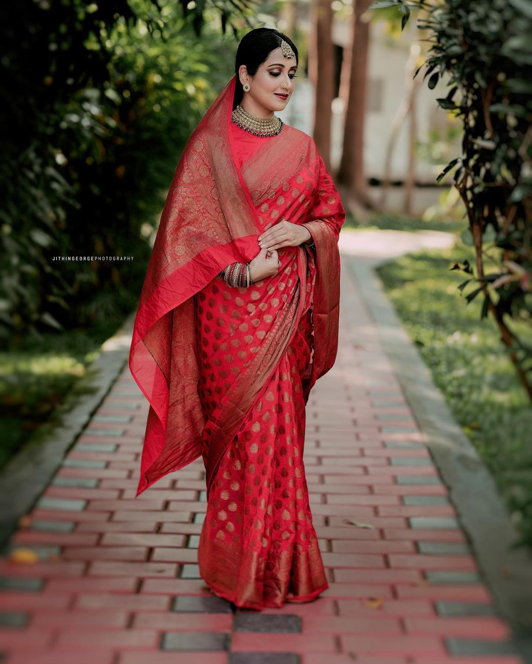 Marriage Special Red Color Coper Jari Design Saree