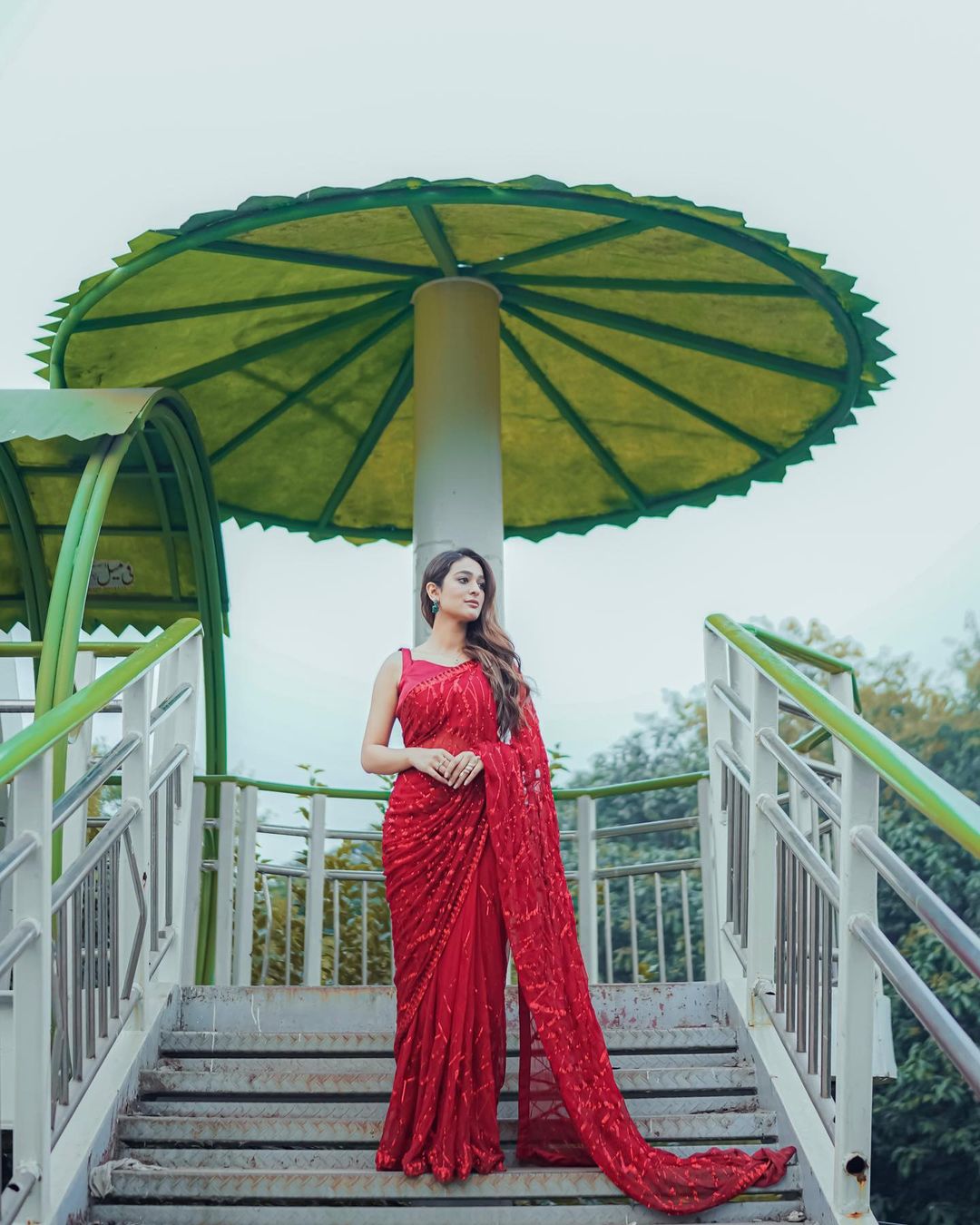 Eyes Catching Sequence Work Red Color Saree