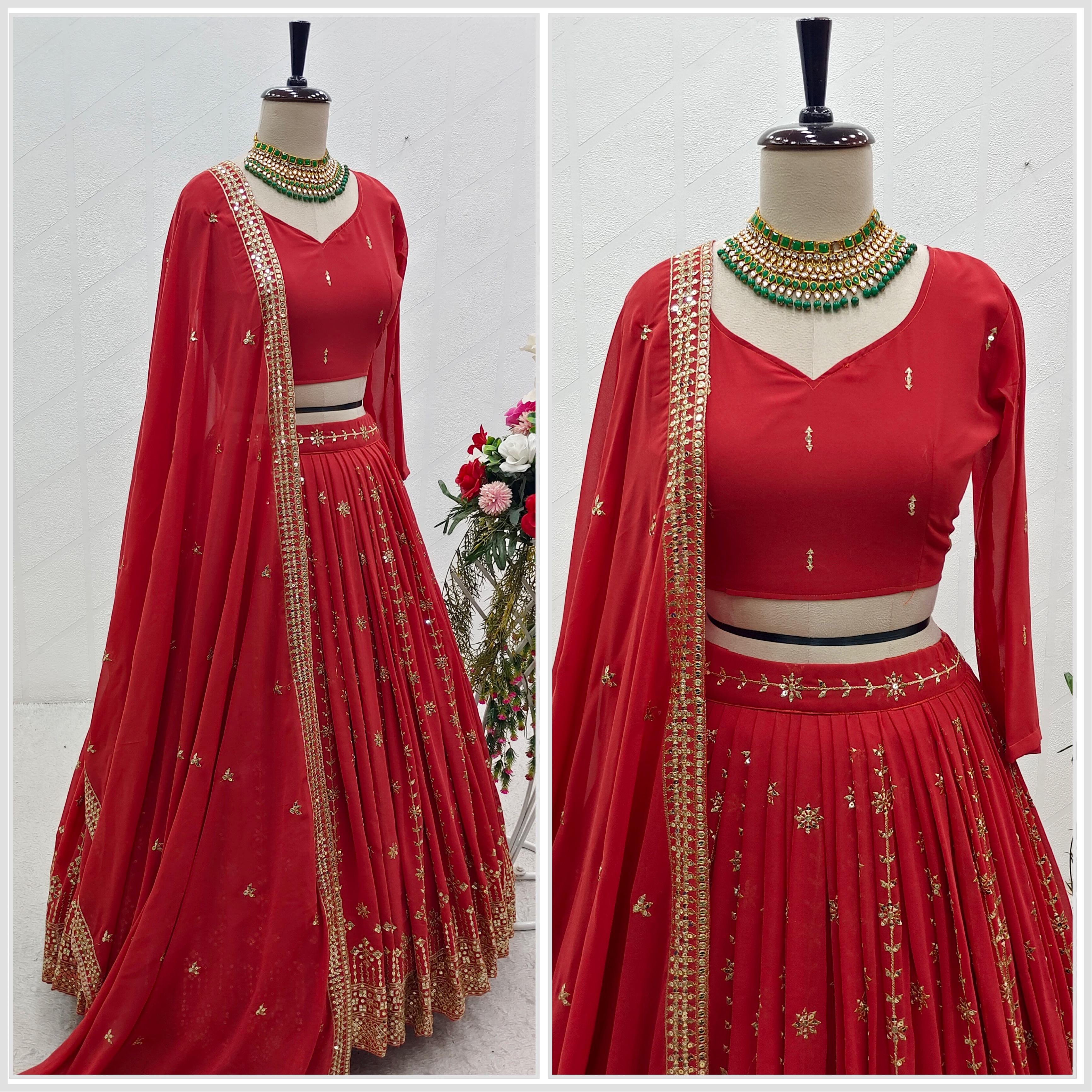 Glorious Red Color Wedding Wear Lehenga Choli