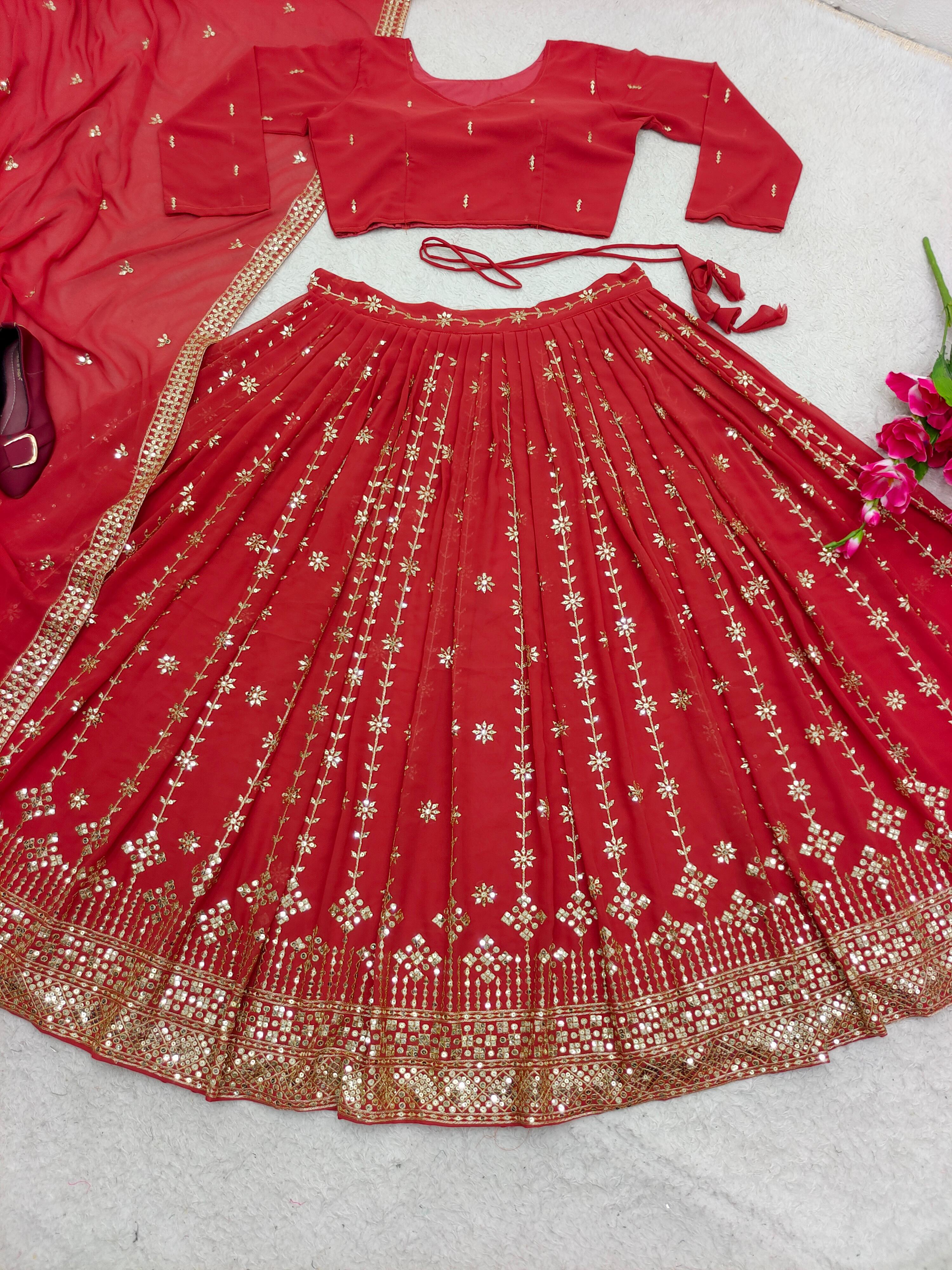 Glorious Red Color Wedding Wear Lehenga Choli