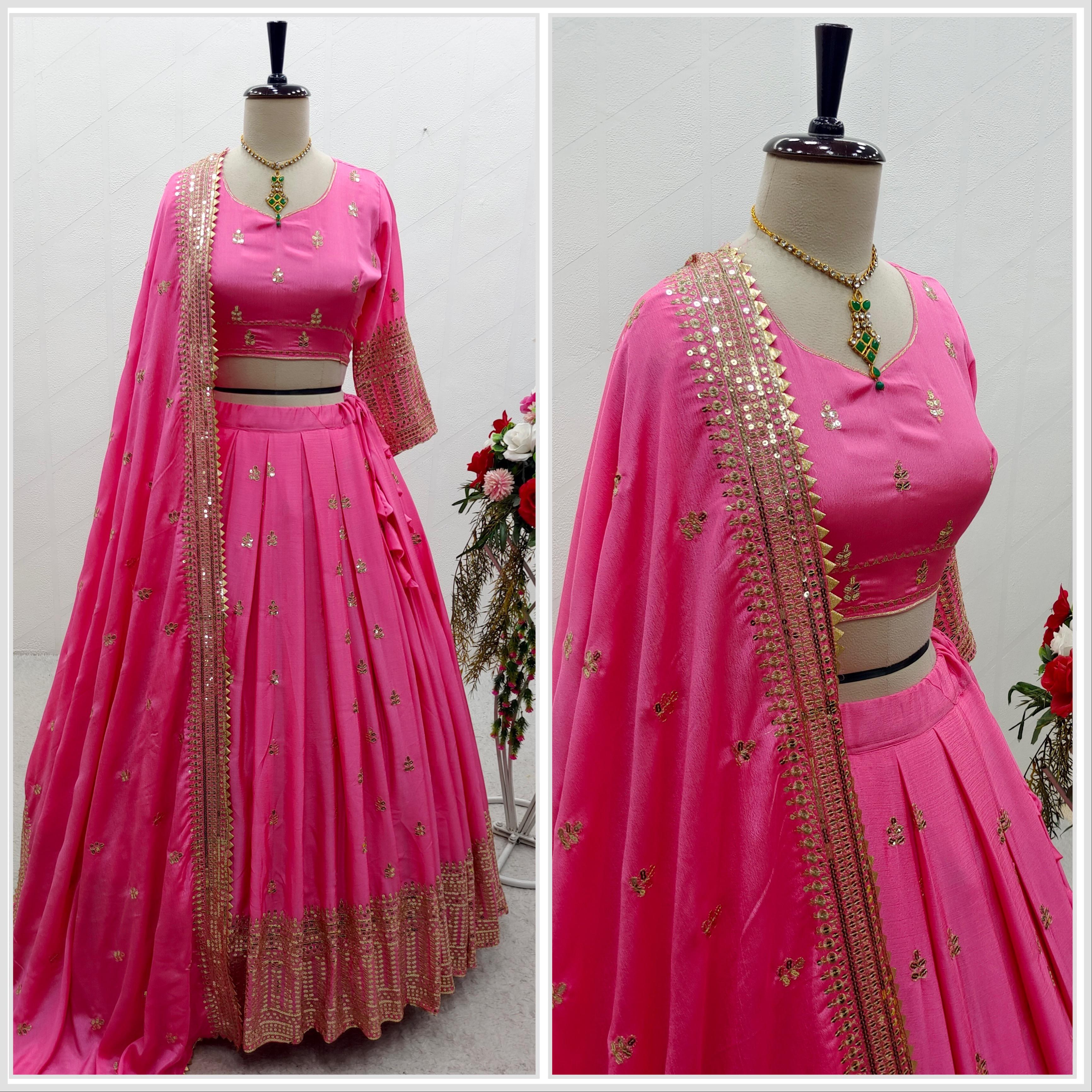 Function Wear Embroidery Work Pink Color Lehenga Choli