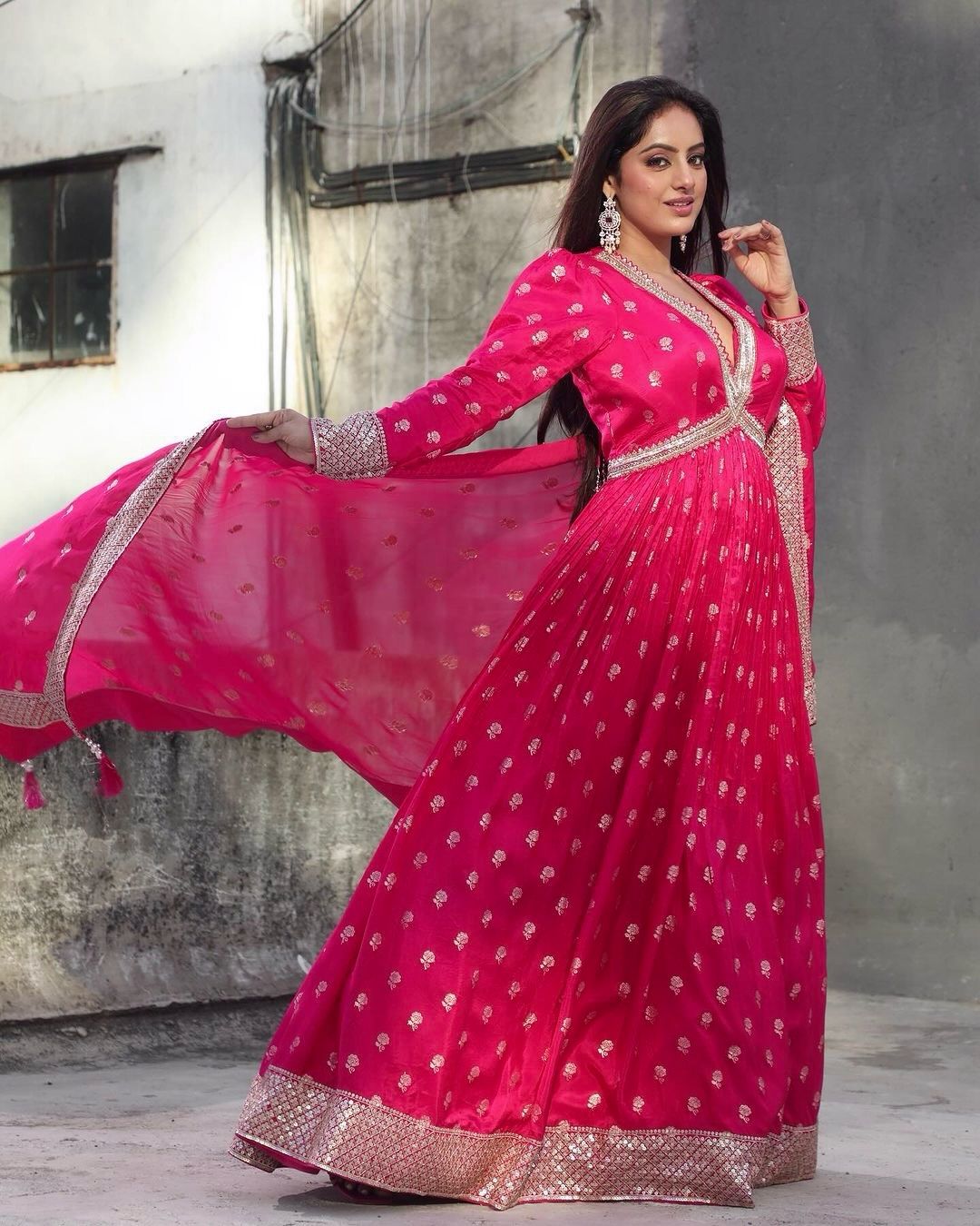 Bollywood Style Pink Color Long Anarkali Gown