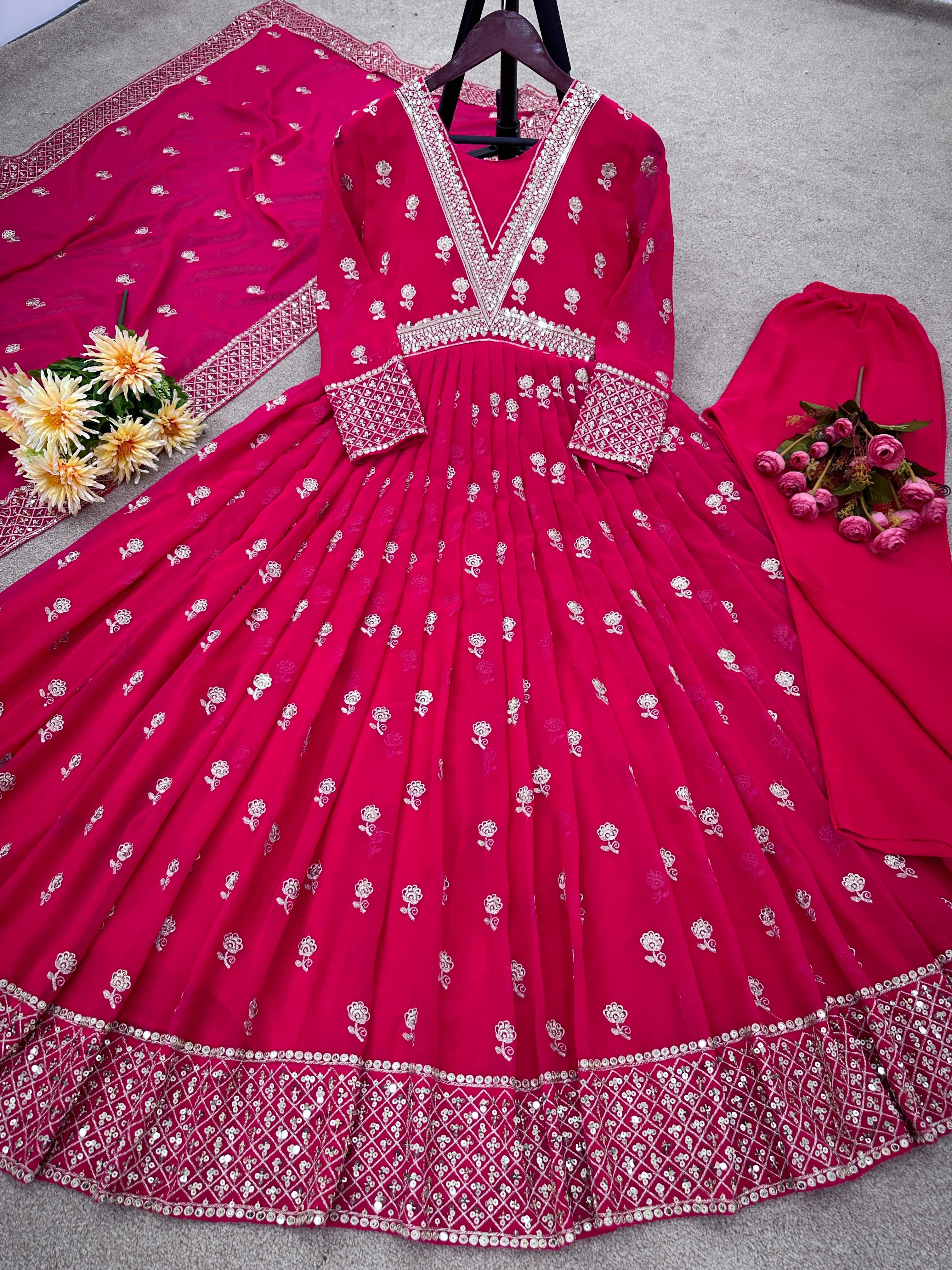 Bollywood Style Pink Color Long Anarkali Gown