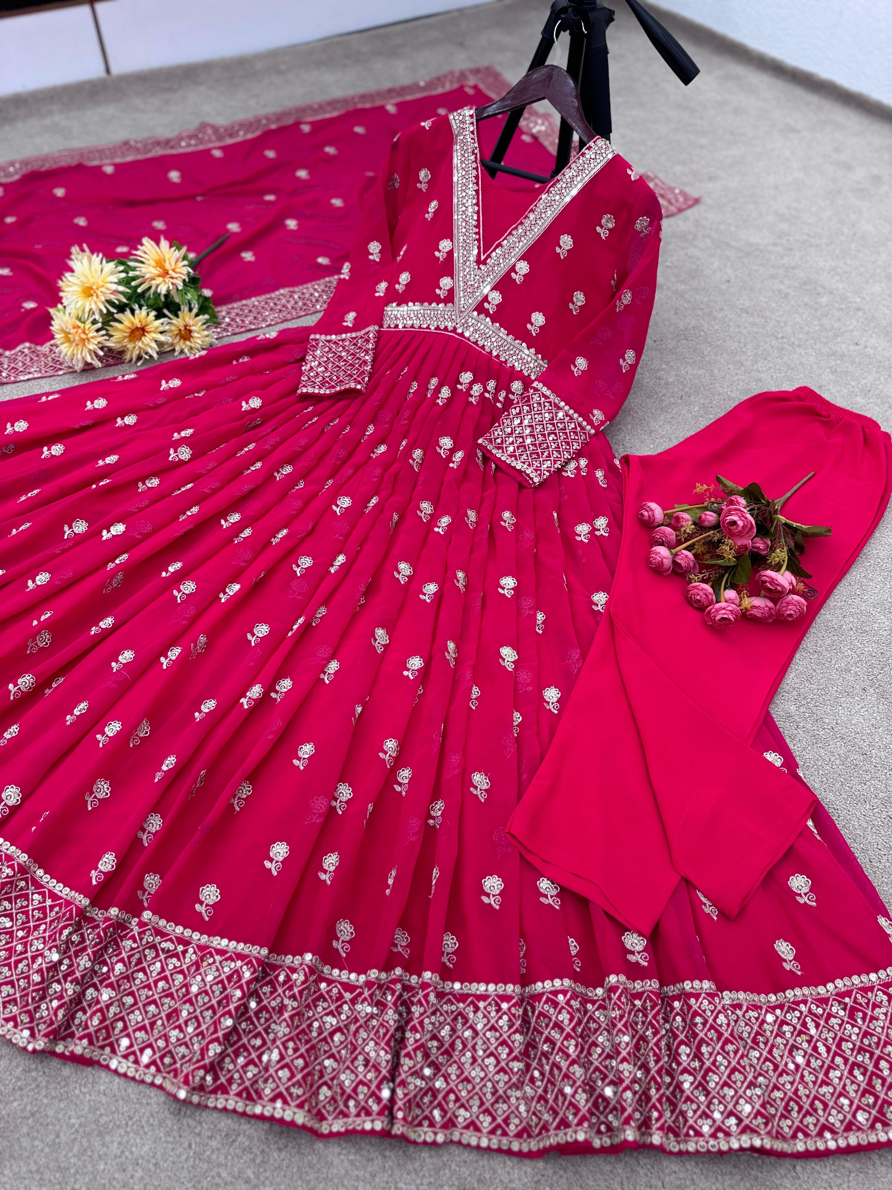 Bollywood Style Pink Color Long Anarkali Gown