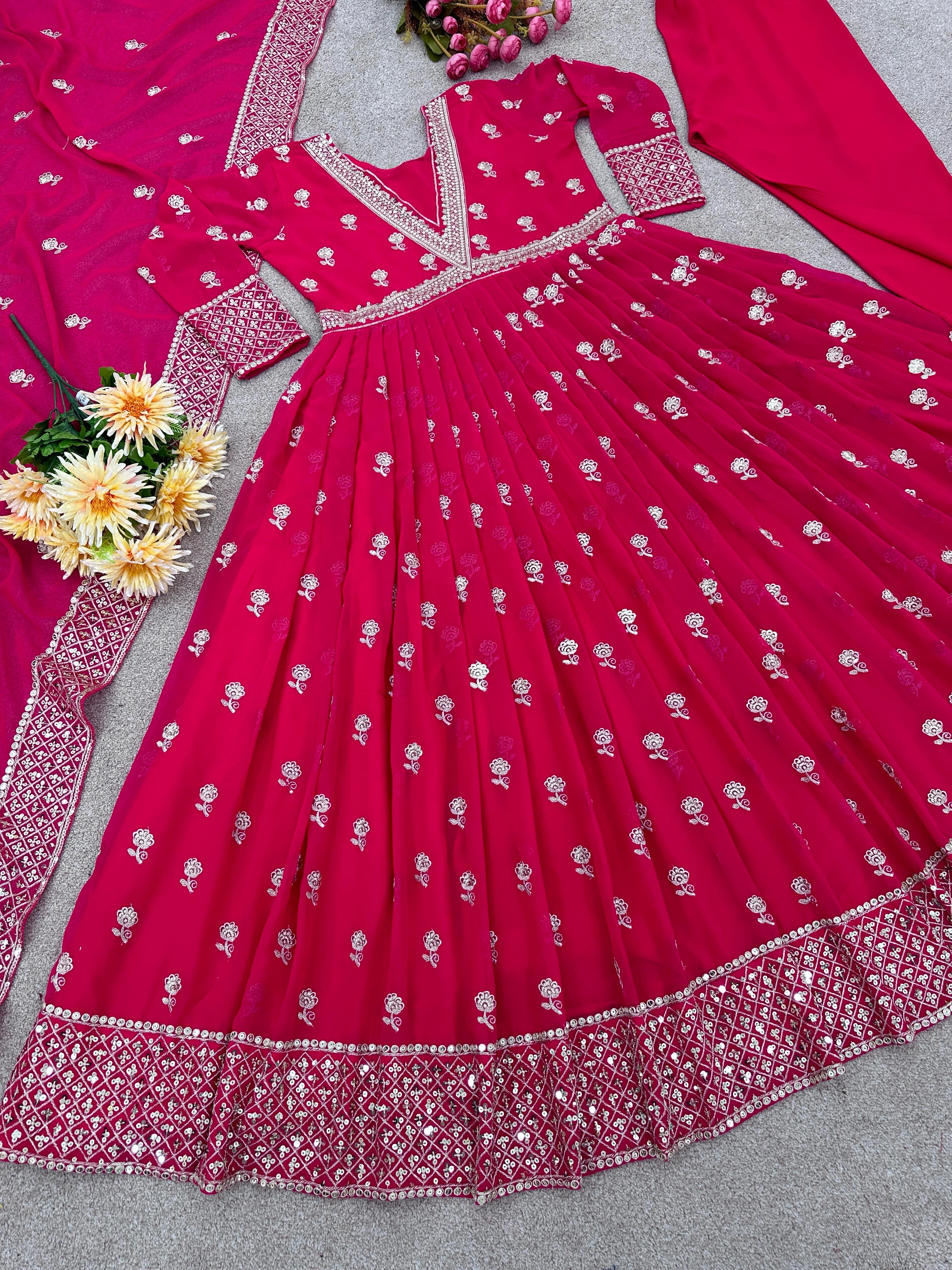 Bollywood Style Pink Color Long Anarkali Gown