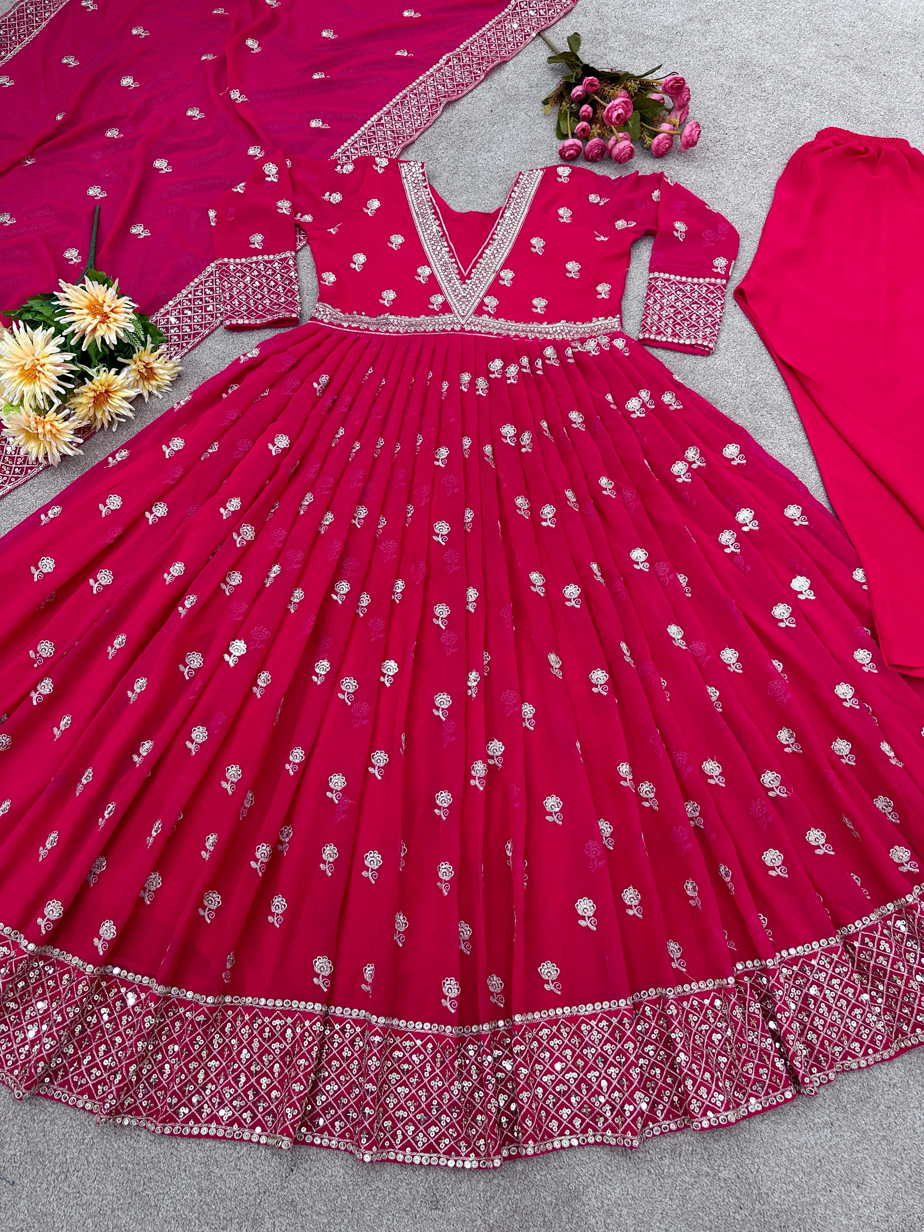 Bollywood Style Pink Color Long Anarkali Gown