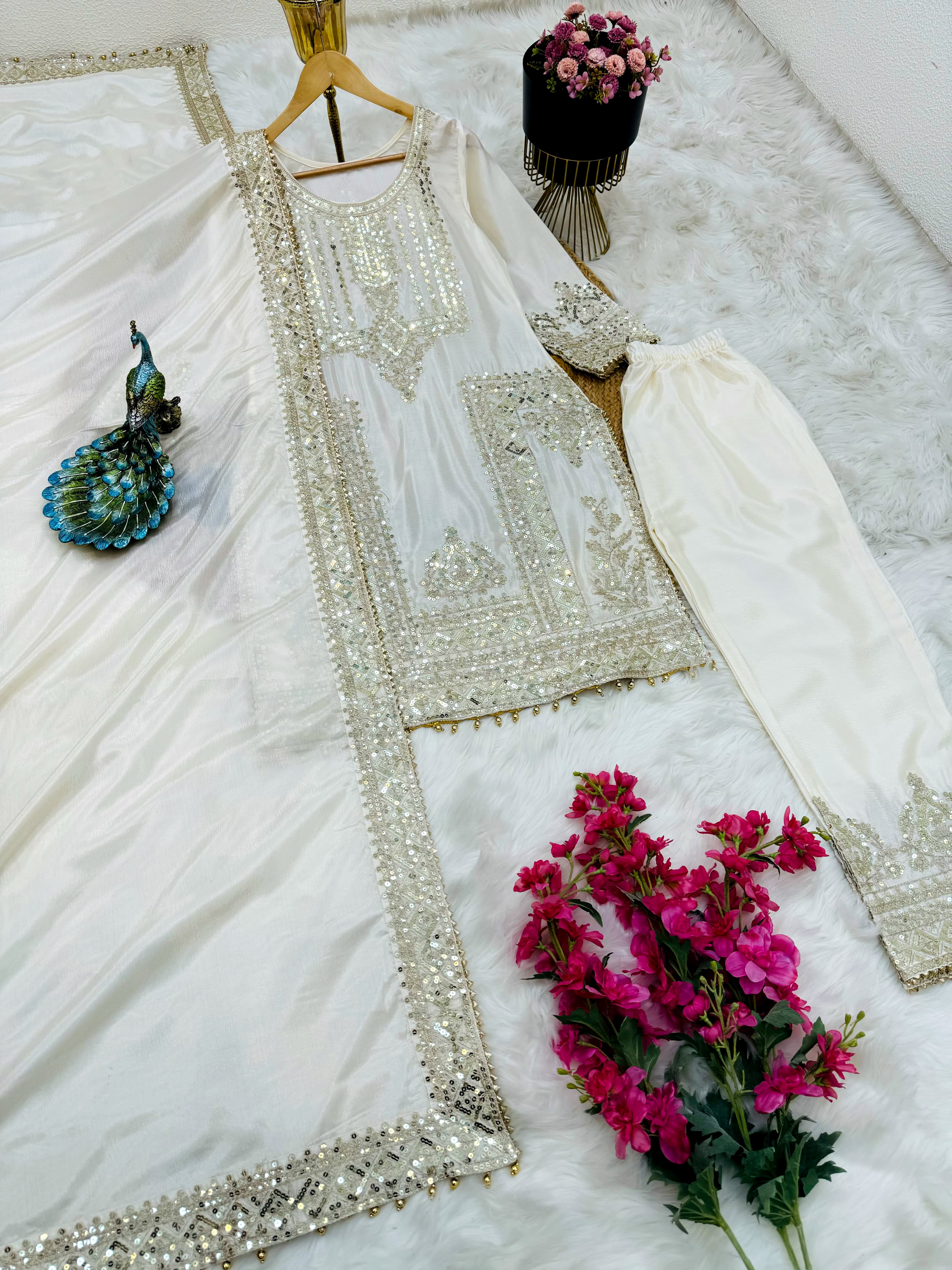 Ravishing Embroidery Work White Color Salwar Suit