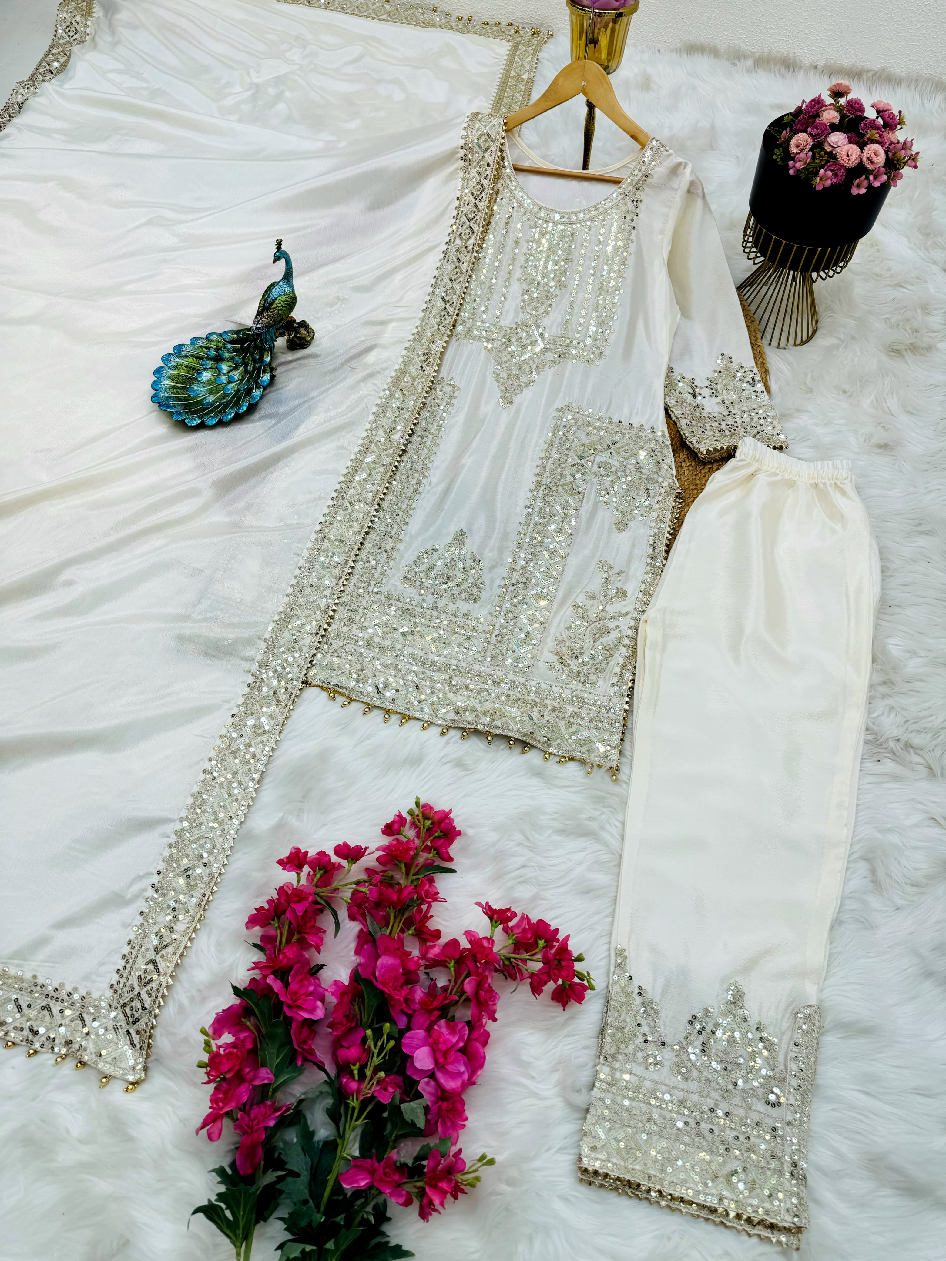 Ravishing Embroidery Work White Color Salwar Suit