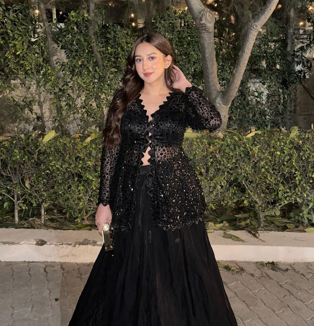 Embellished Work Black Color Top With Lehenga