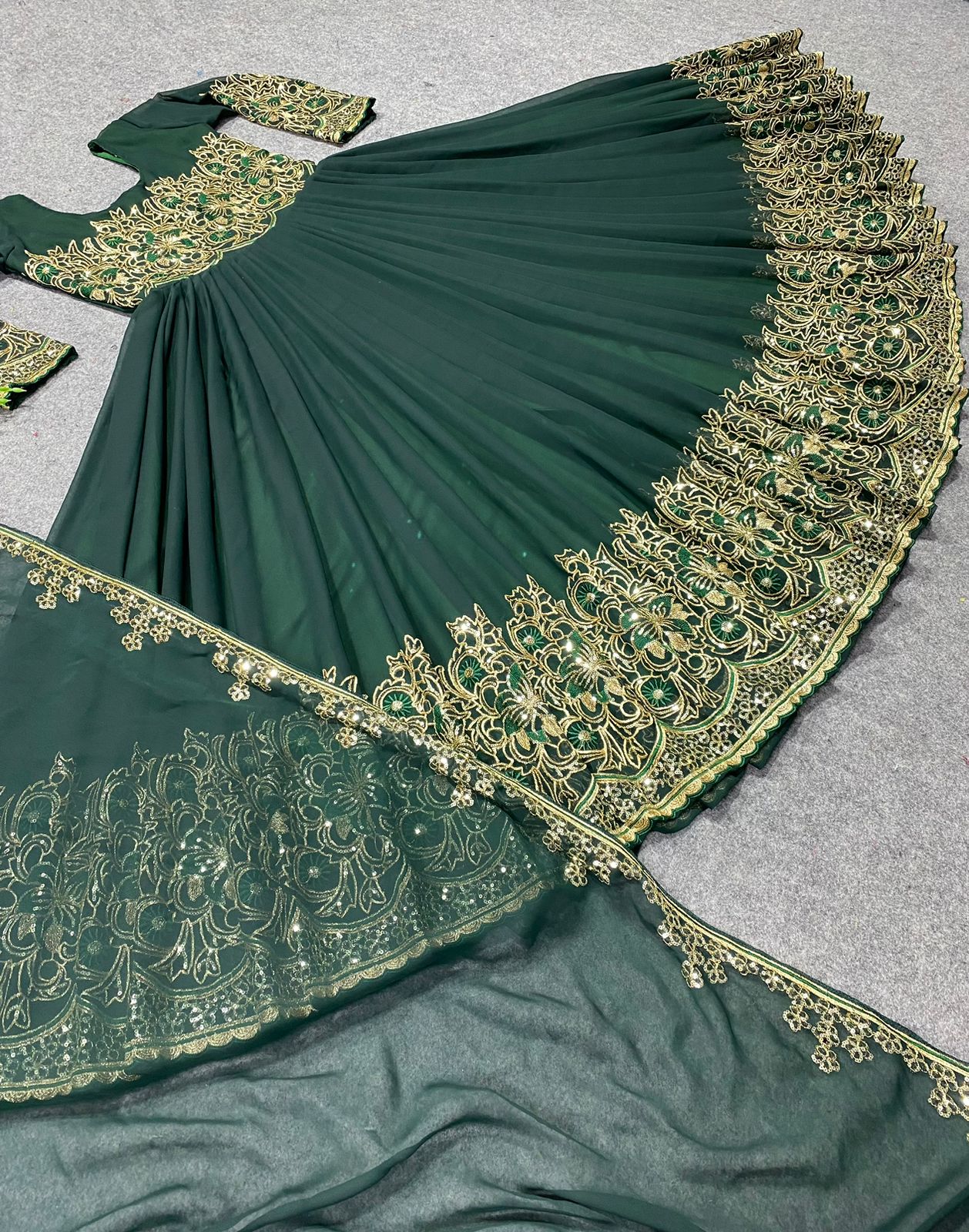 Amazing Embroidered Green Color Anarkali Gown