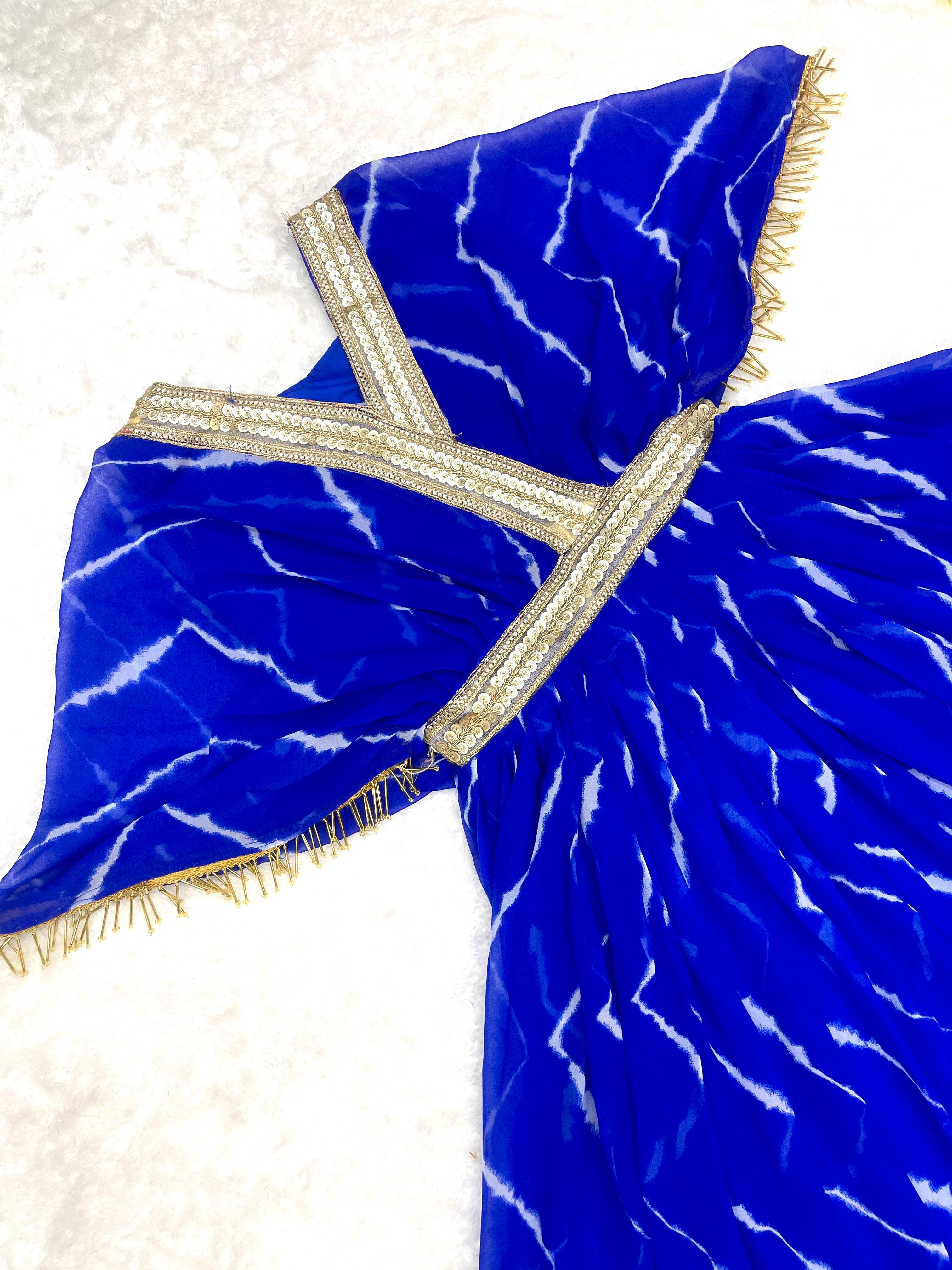 Gorgeous Lehriya Print Blue Color Gown