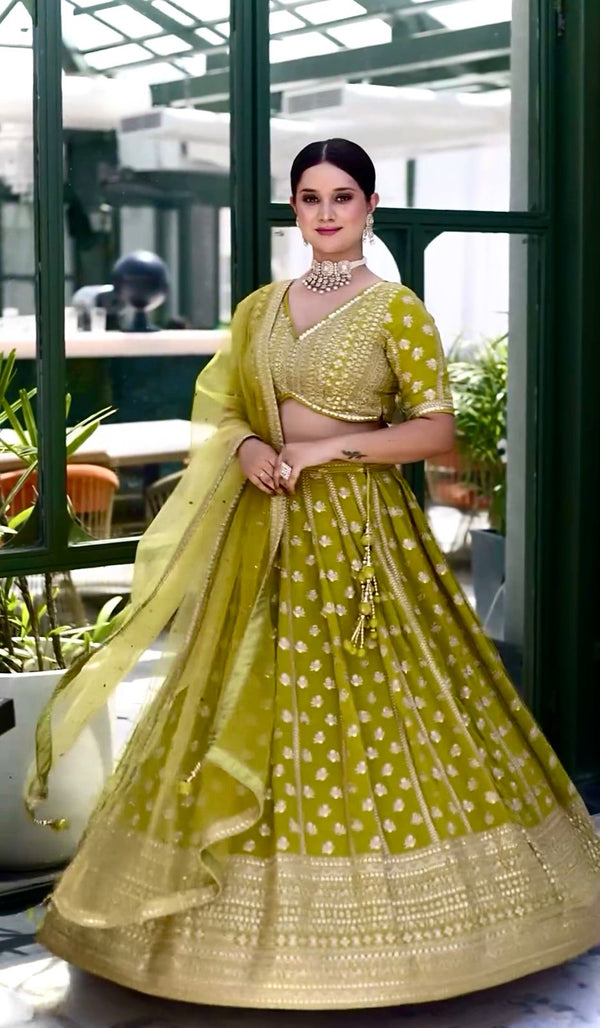 Function Wear Work Green Lehenga Choli