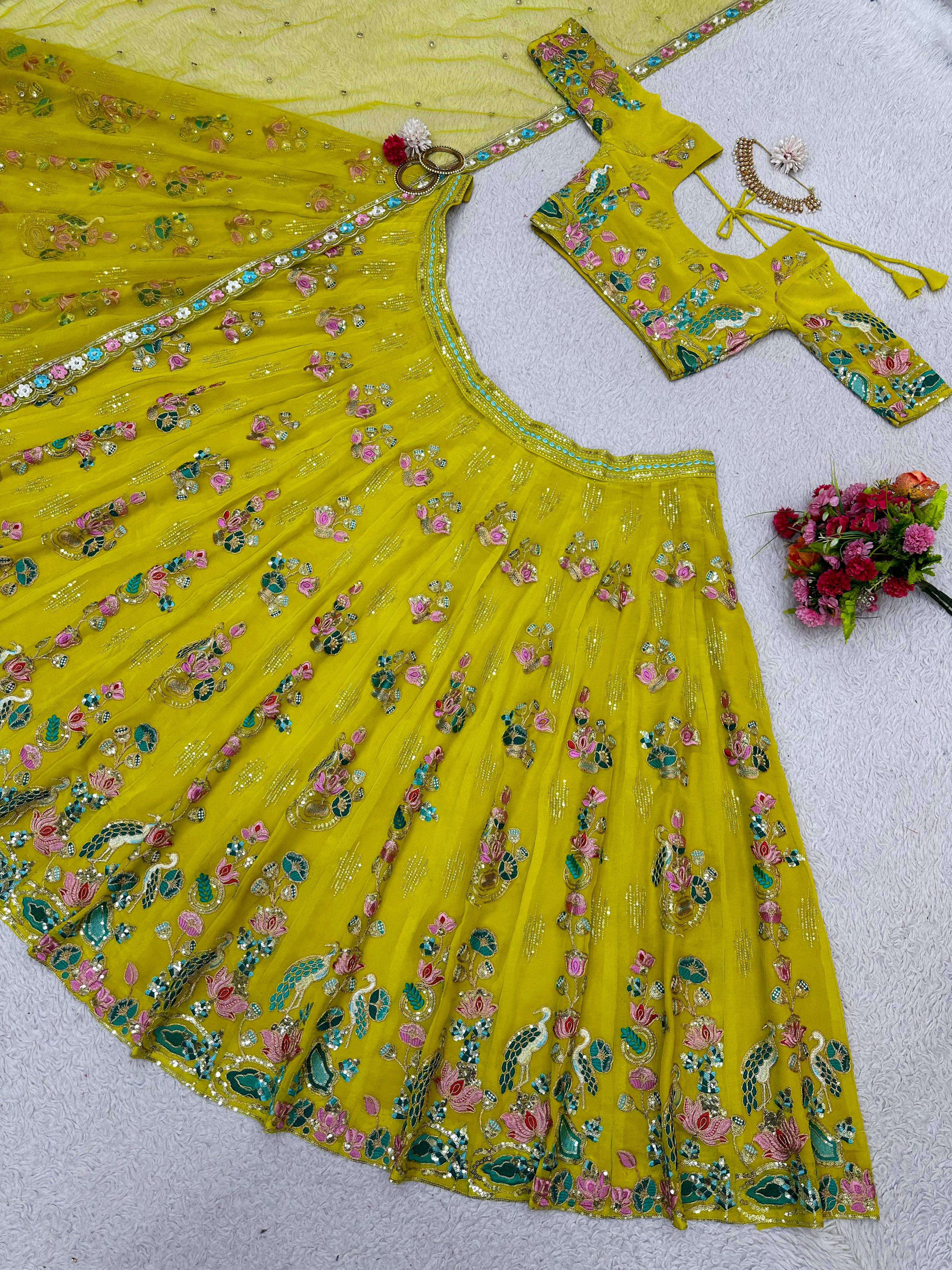 Ceremony Wear Yellow Color Heavy Lehenga Choli