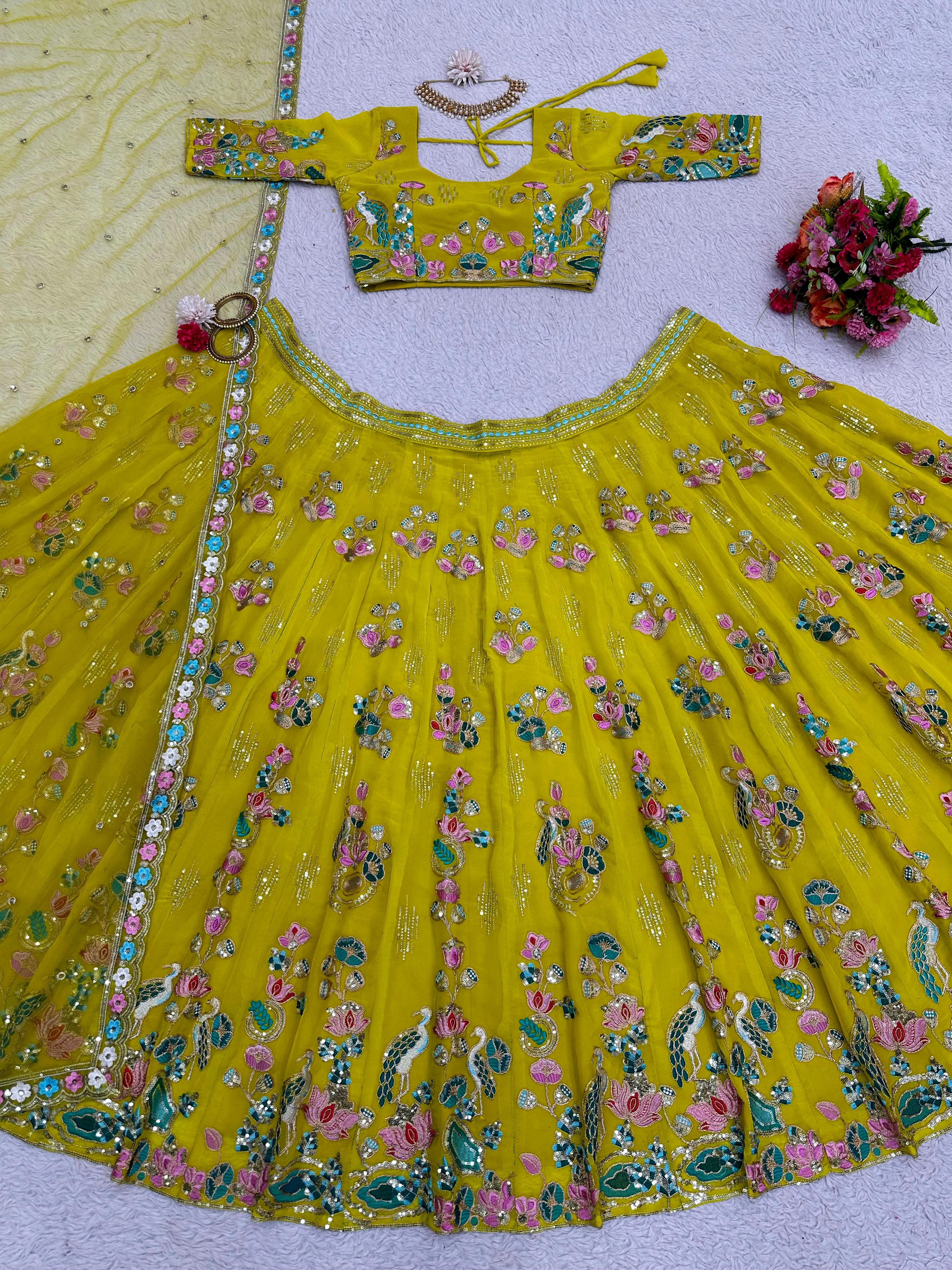 Ceremony Wear Yellow Color Heavy Lehenga Choli