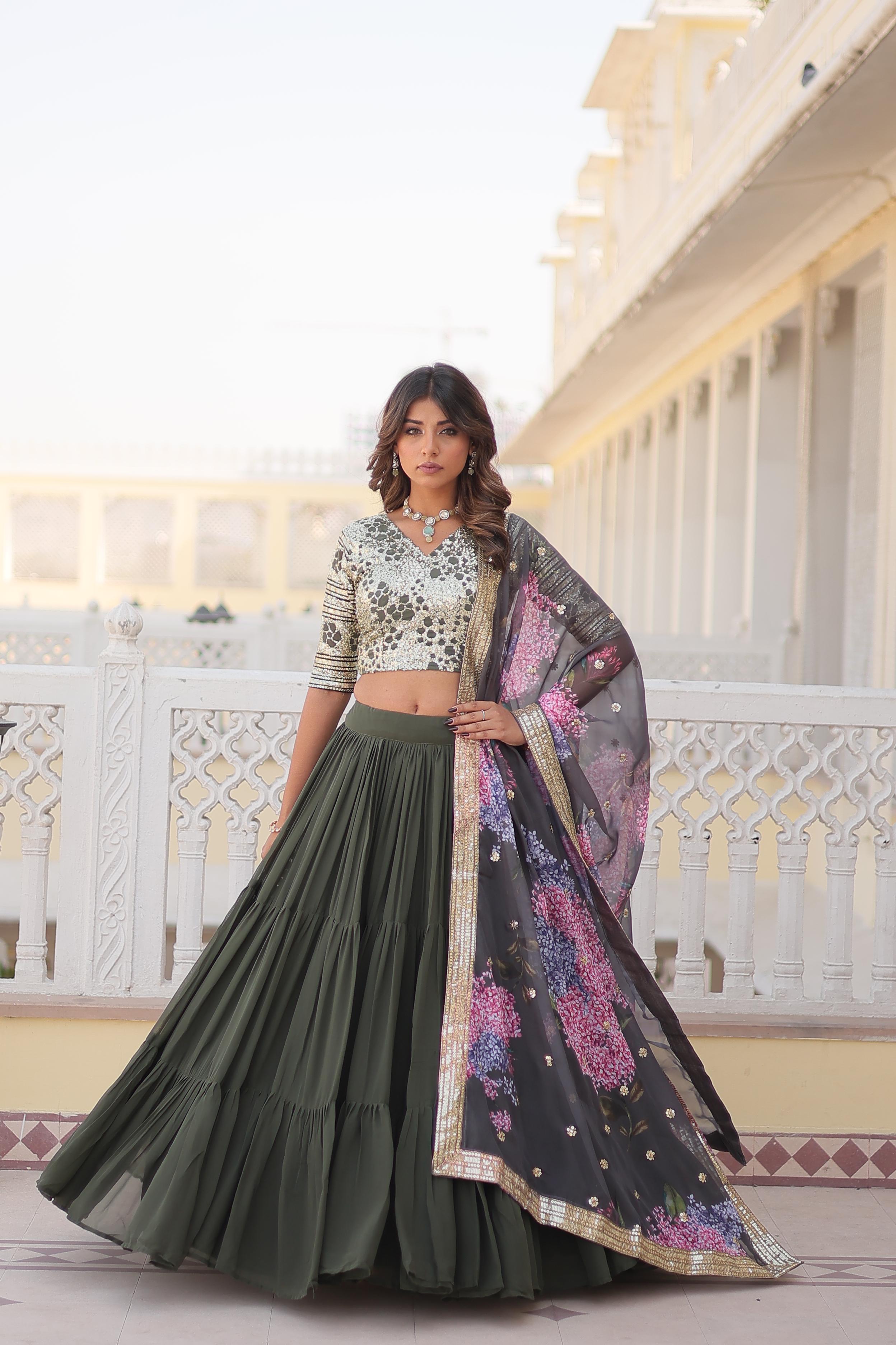 Delightful Sequence Work Green Color Lehenga Choli