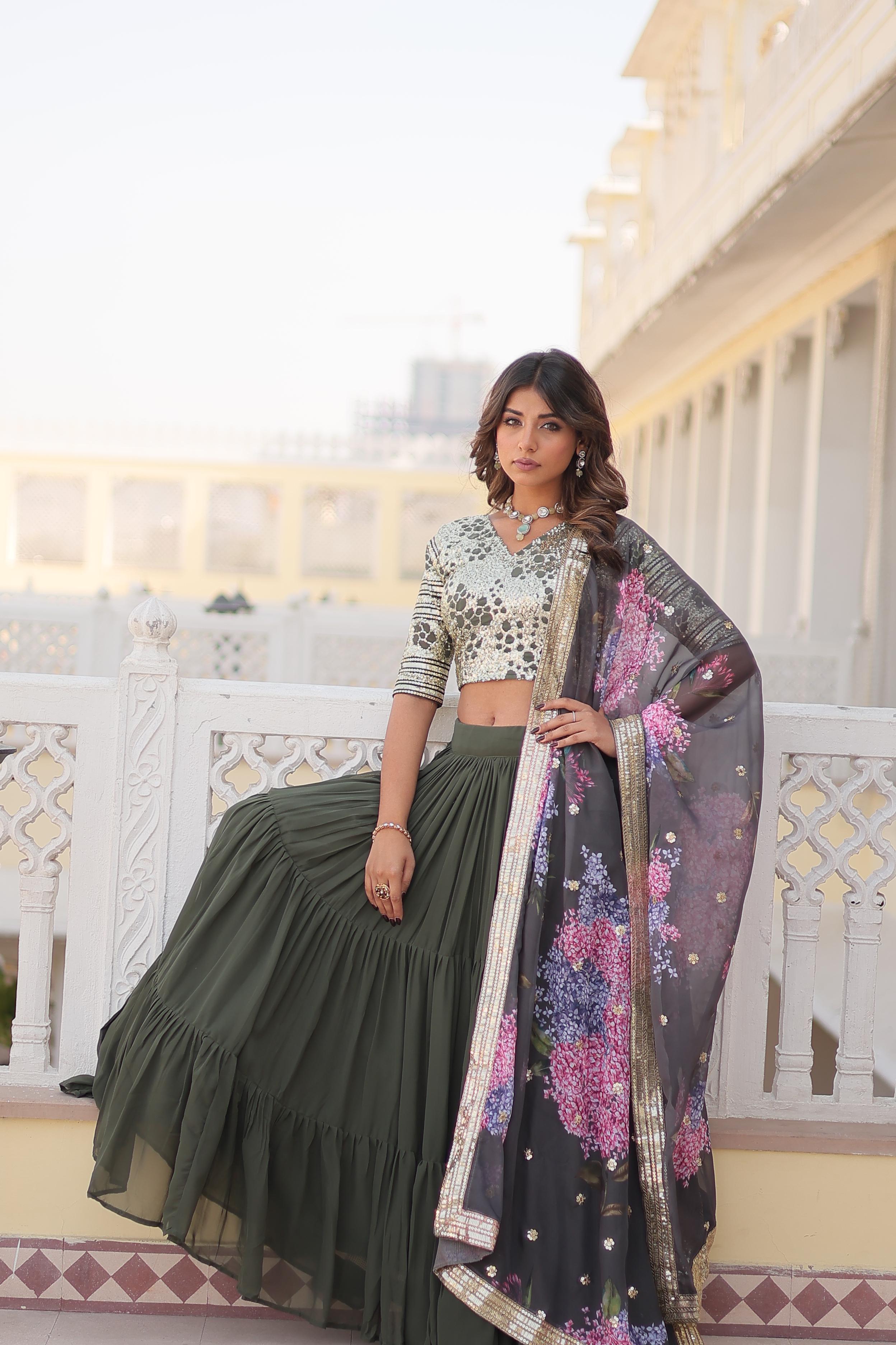 Delightful Sequence Work Green Color Lehenga Choli