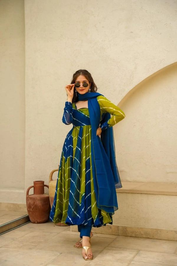 Latest Designer Organza Multi Color Wedding Wear Anarkali Suit