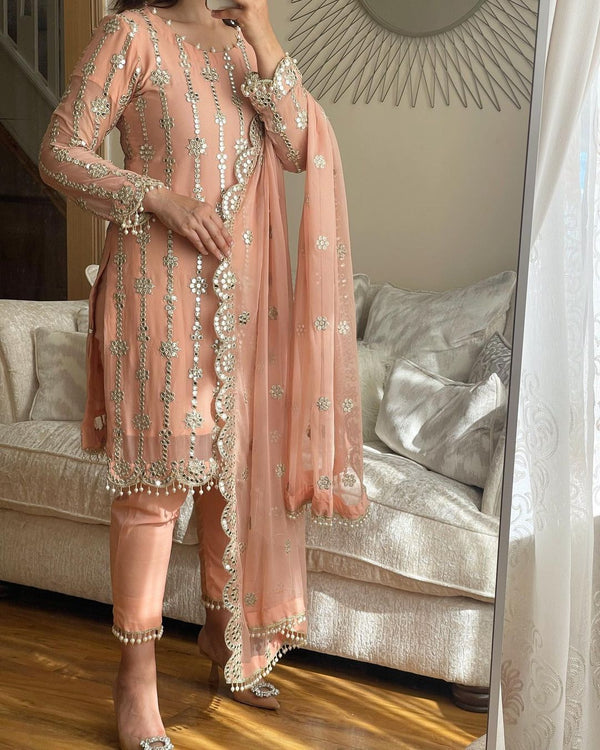 Wedding Special Presenting Georgette Embroidery Sequence Work Pakistani Suit