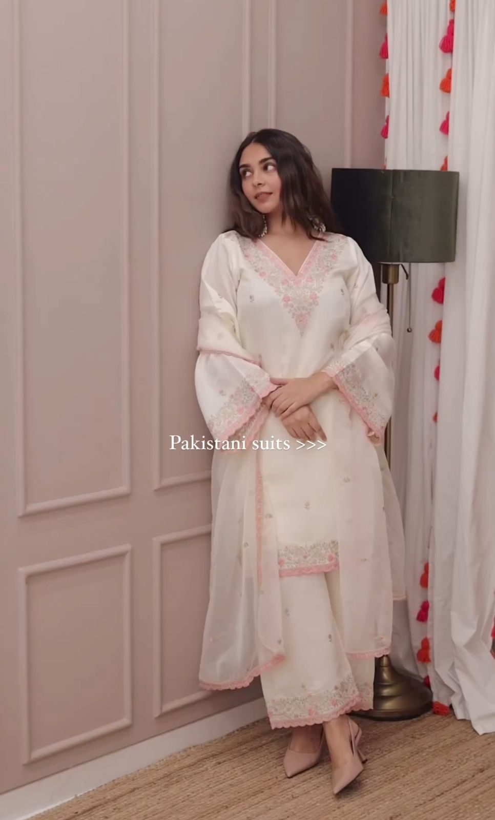 Trending White Color Pure Chinon Silk With Embroidery Work Pakistani Suit