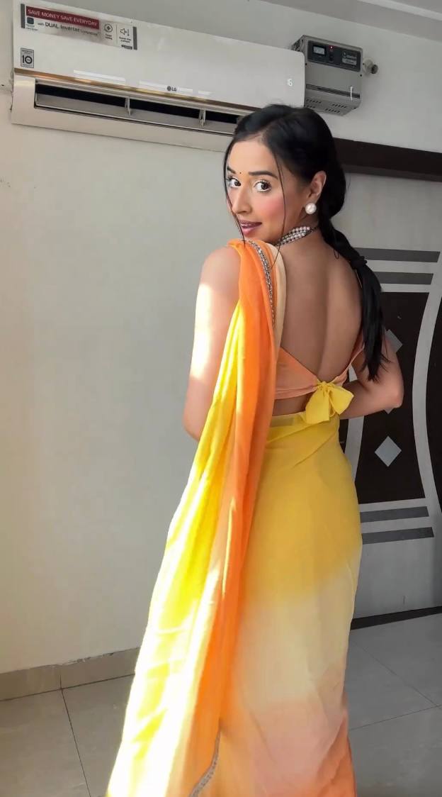Fashionable Yellow Color Ready To Wear Saree