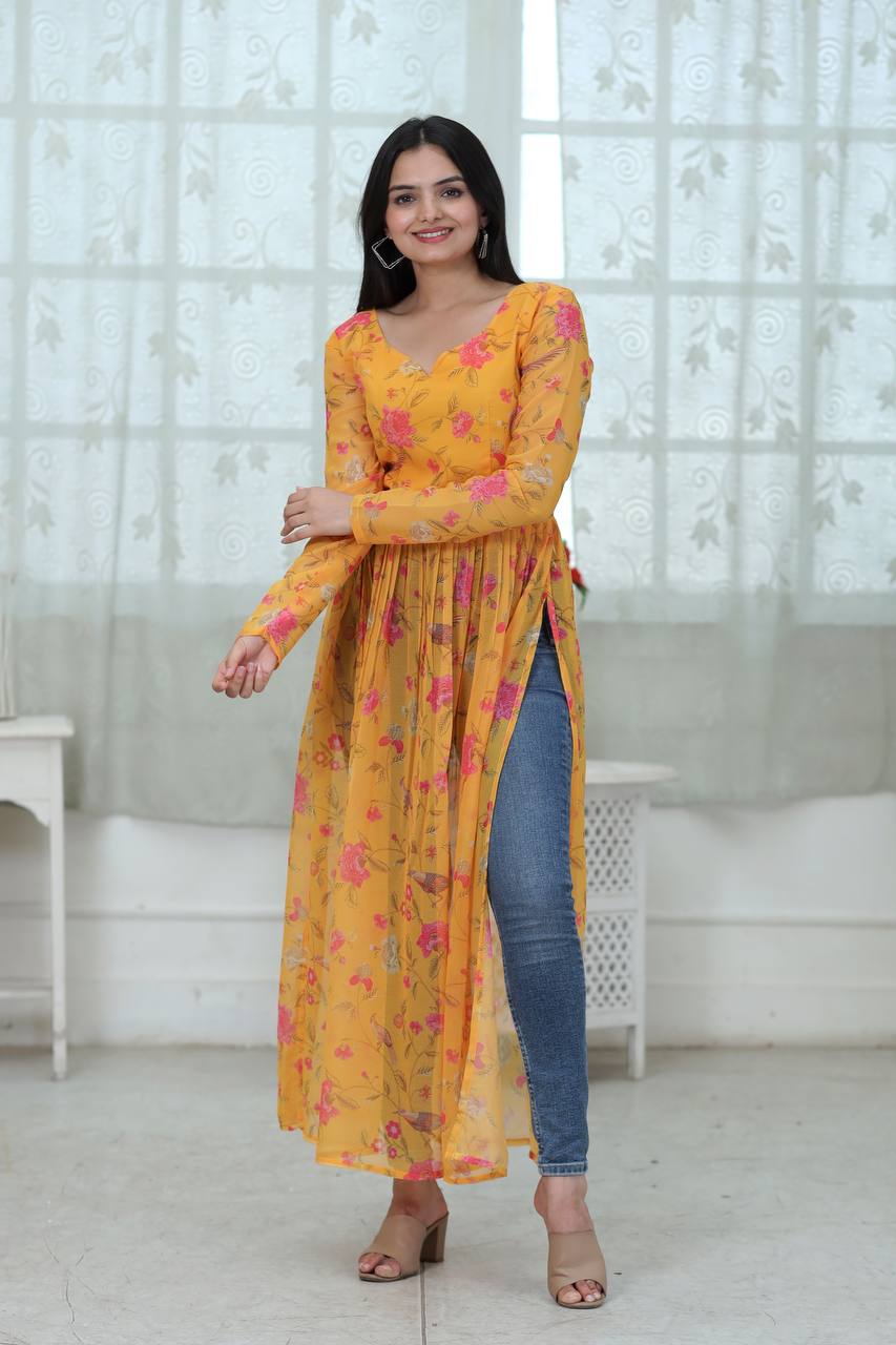 Buy online Monochrome Printed Cotton Front Zipper Kurta from Kurta Kurtis  for Women by @ 499 for ₹469 at 33% off | 2024 Limeroad.com