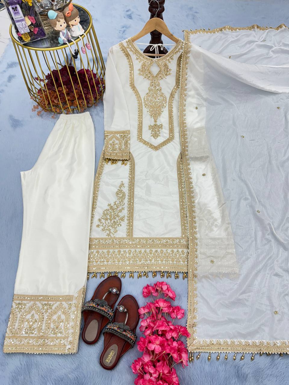 Innovative White Color With Work Salwar Suit