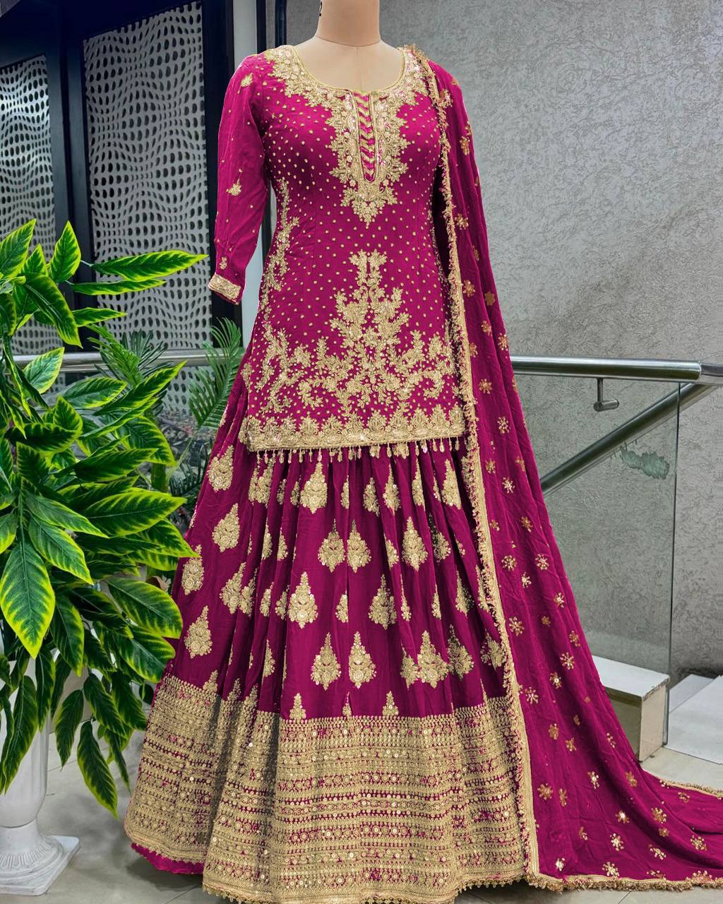 Ceremony Wear Embroidery Work Pink Color Lehenga With Top