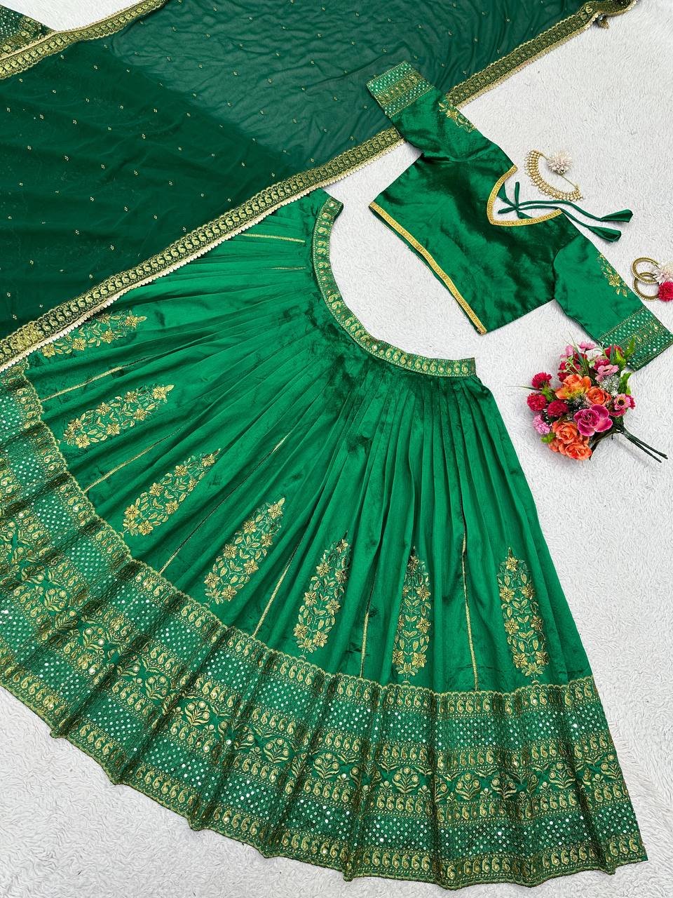 Fantastic Green ColorSequence Thread Work Lehenga Choli