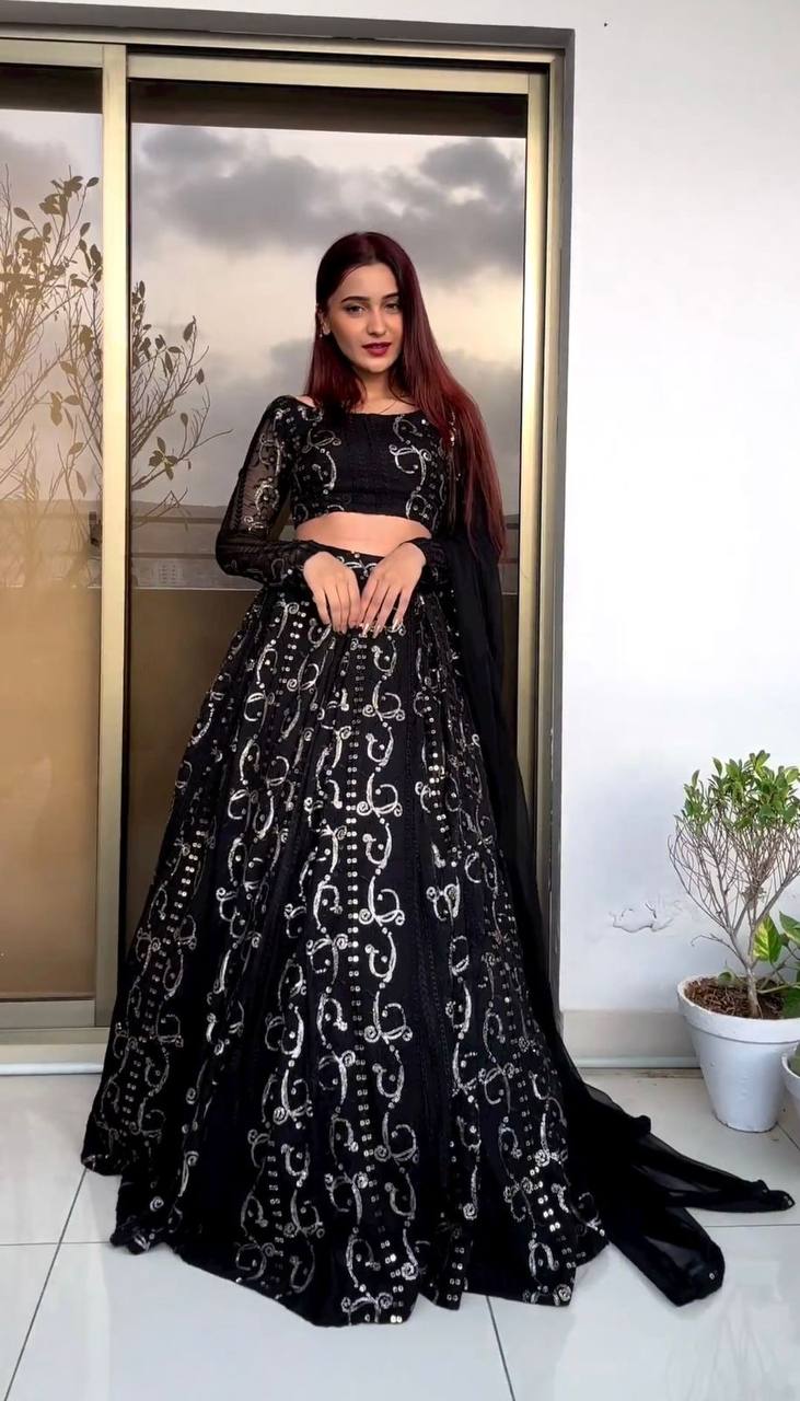 Exclusive Black Colour Stylish Work Lehenga Choli