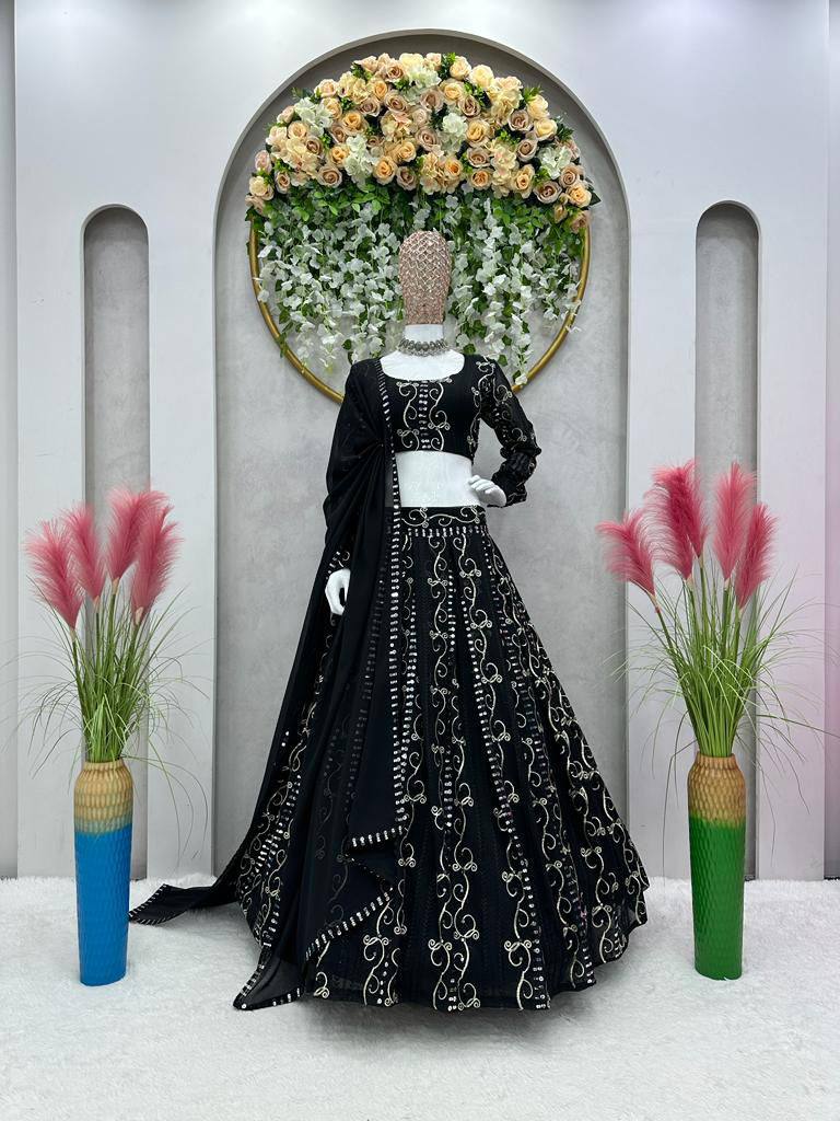 Exclusive Black Colour Stylish Work Lehenga Choli