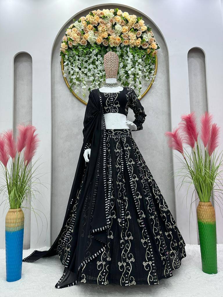 Exclusive Black Colour Stylish Work Lehenga Choli