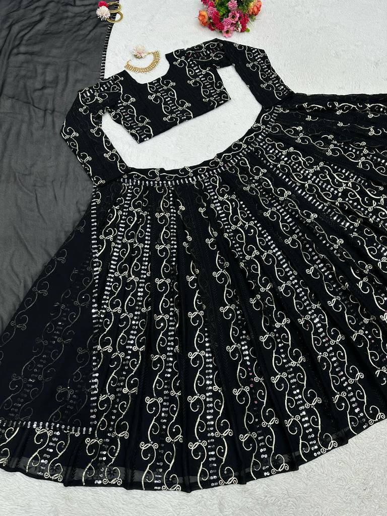 Exclusive Black Colour Stylish Work Lehenga Choli