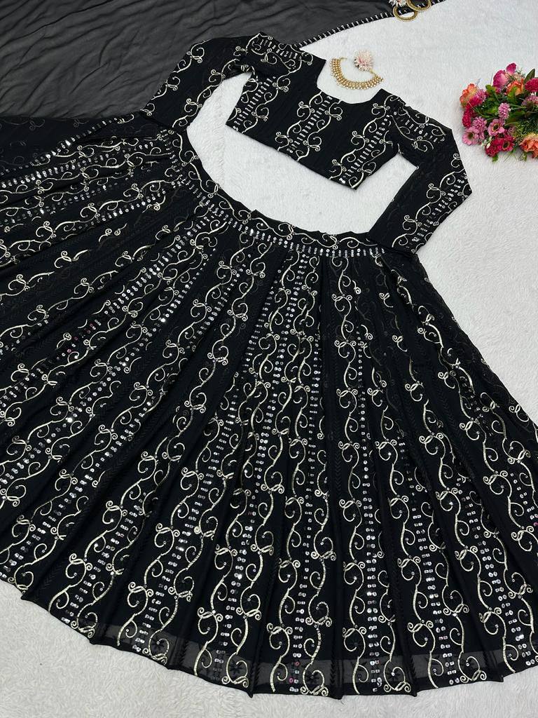 Exclusive Black Colour Stylish Work Lehenga Choli