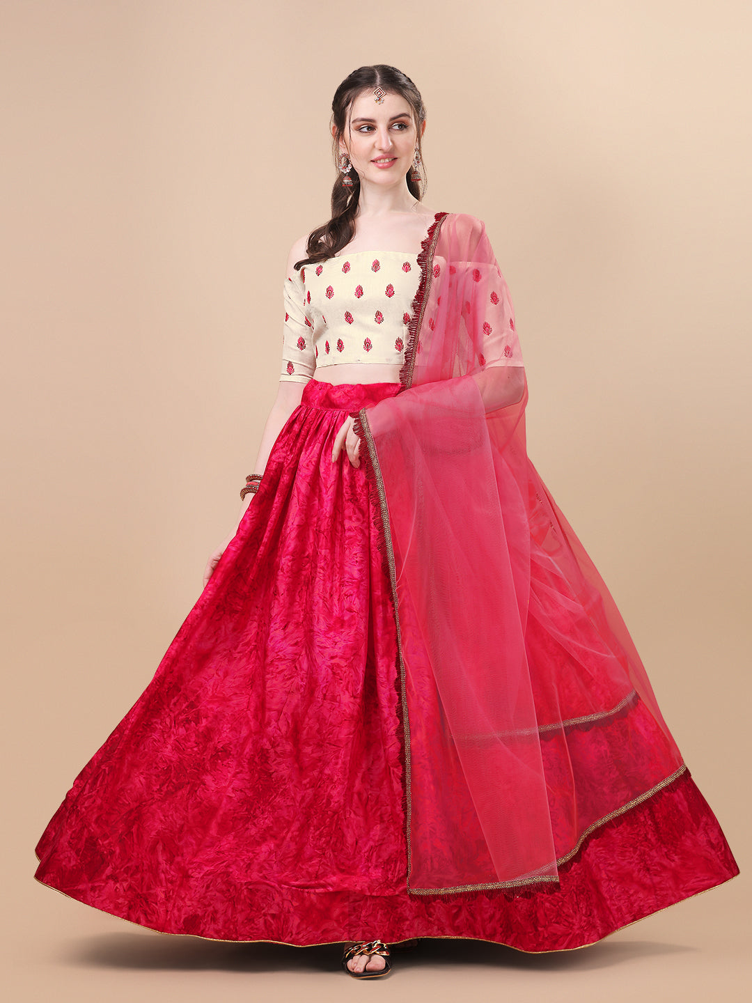 Digital Printed Pink Color Silk Lehenga Choli