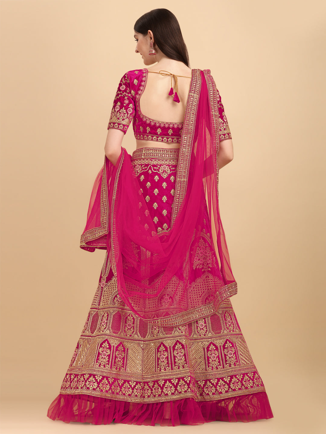 Pink Color Sequence Embroidery Work Bridal Wear Lehenga Choli