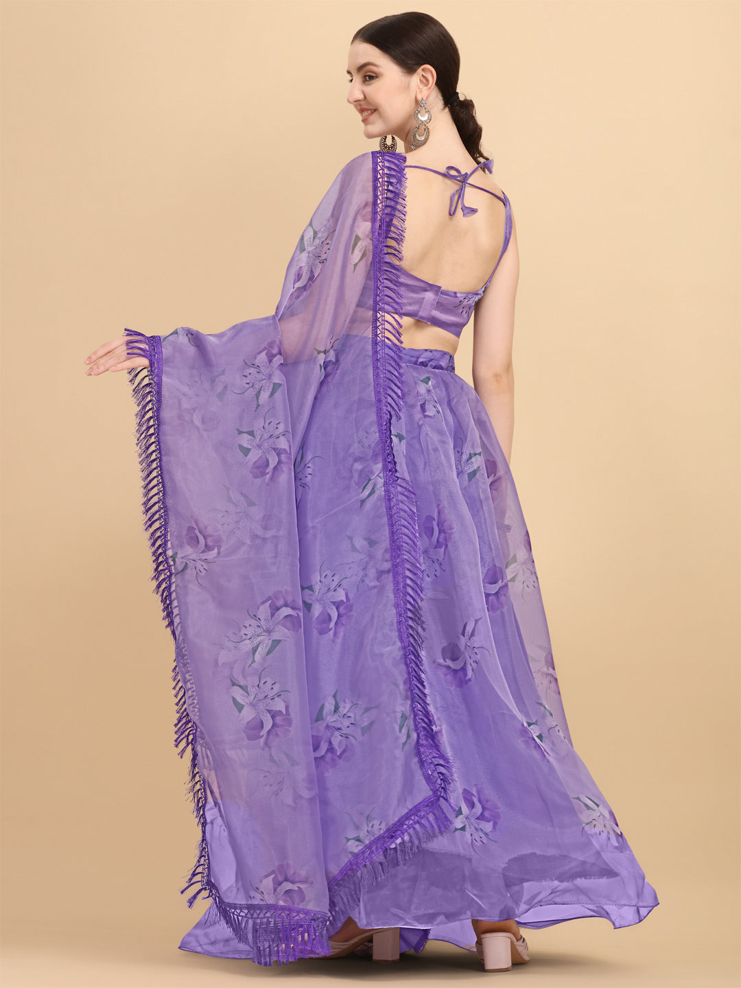 Printed Purple Color Organza Lehenga Choli