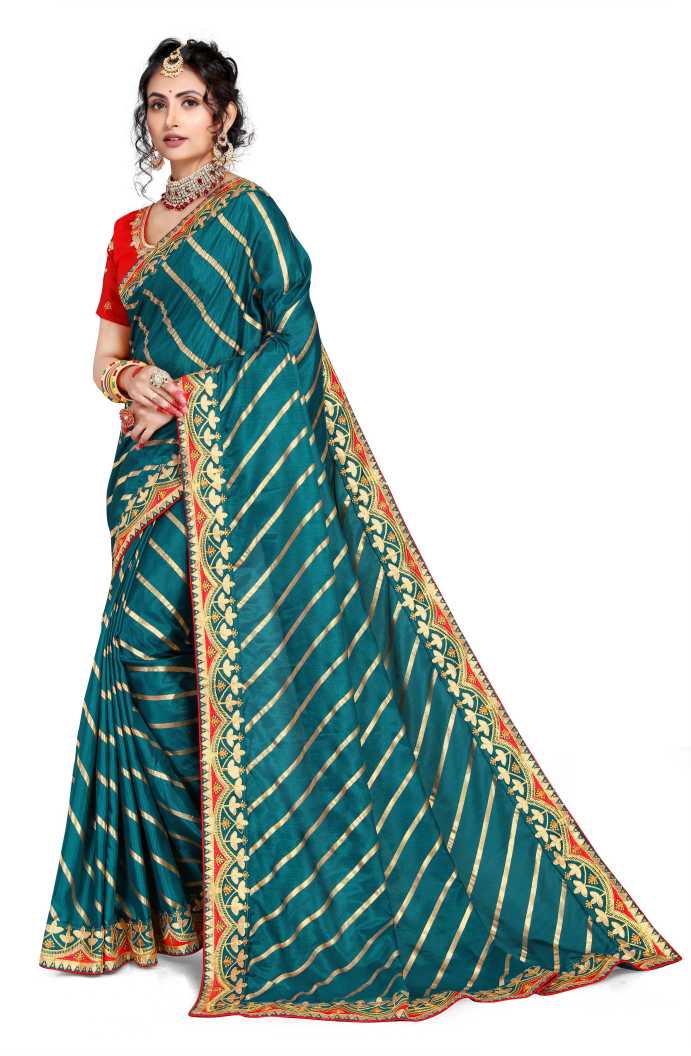 Morpich Color Silk Leheriya Printed Saree