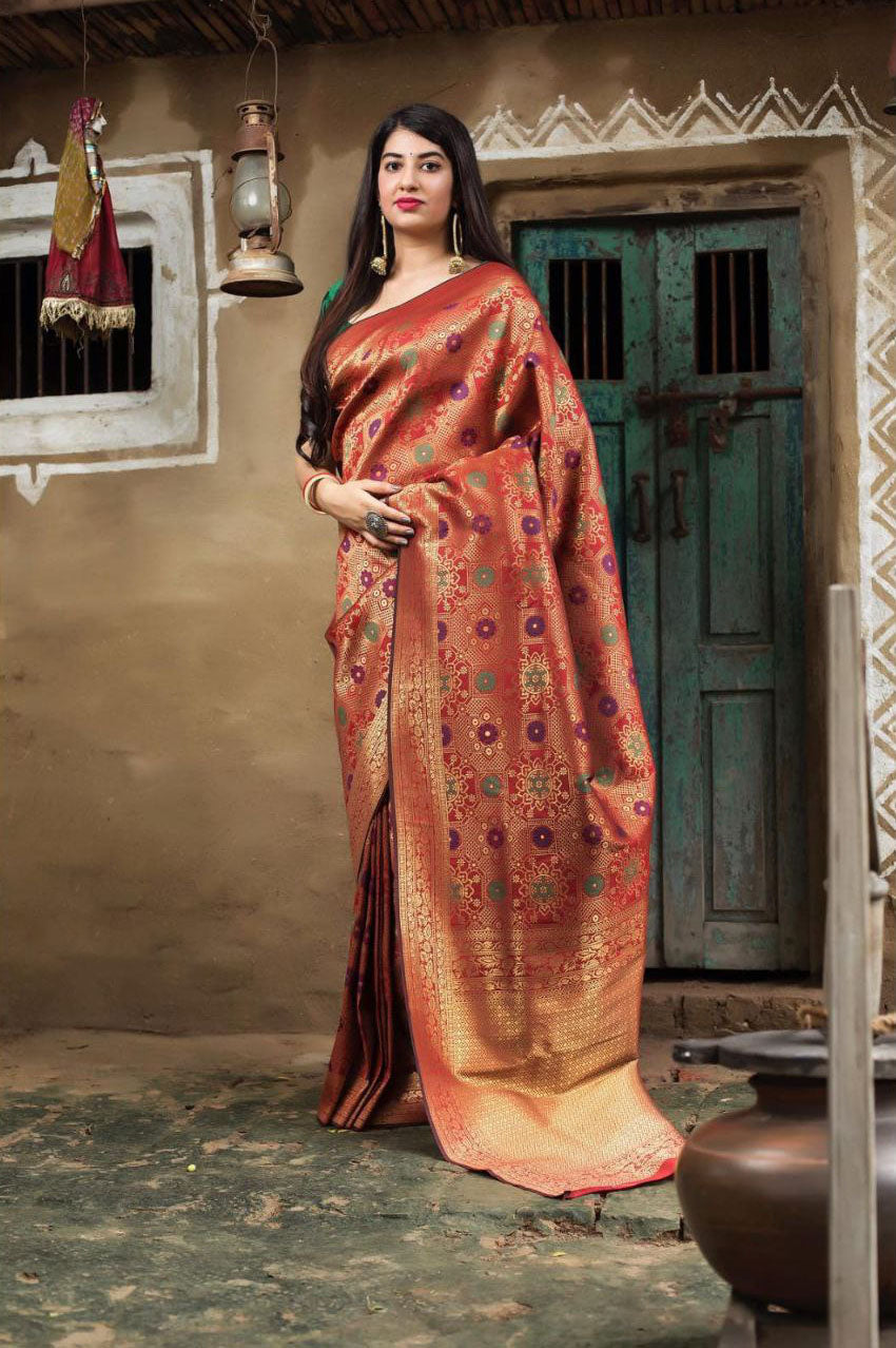 Red Color Soft Silk Party Wear Saree